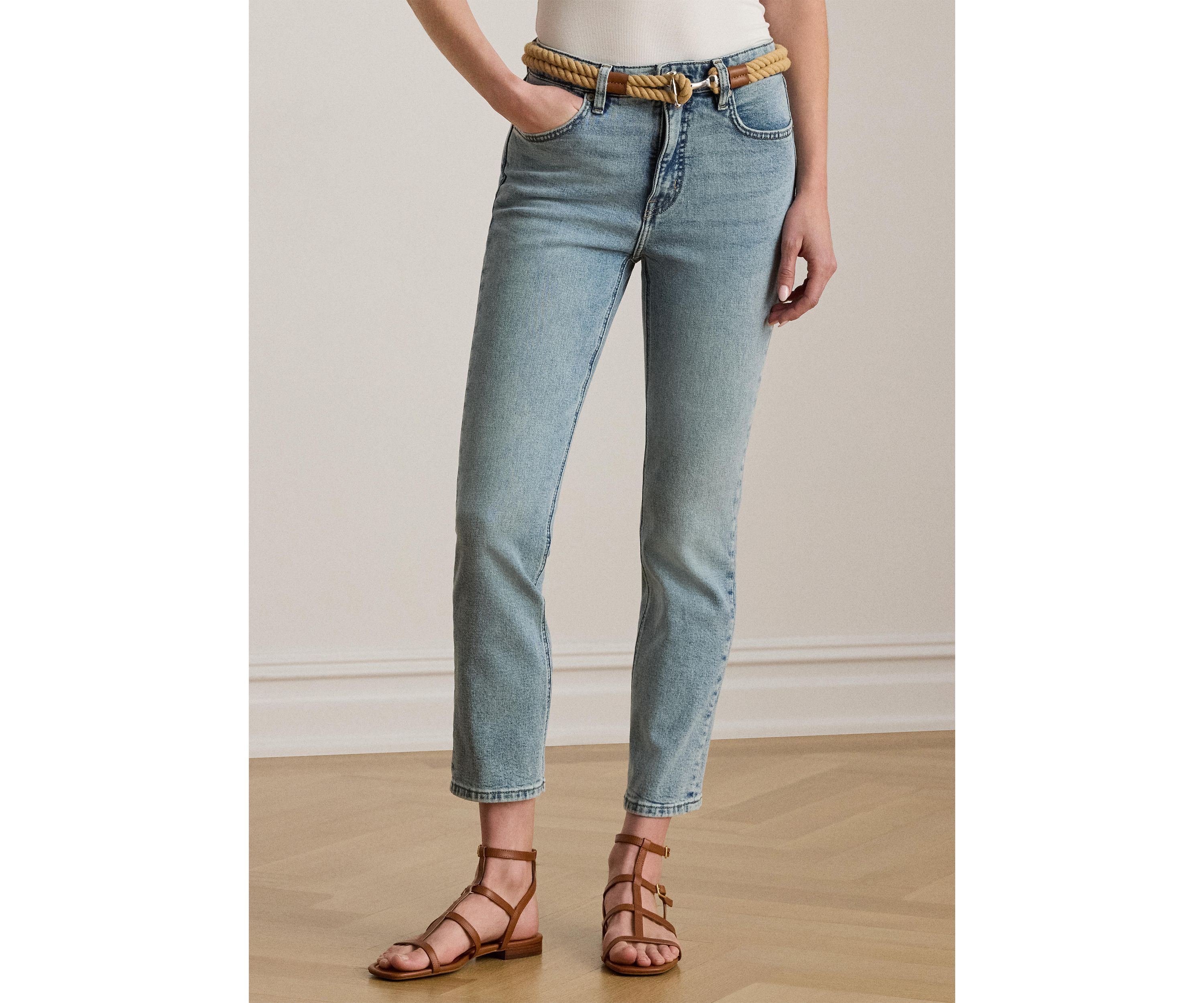 High Rise Straight Ankle Jeans