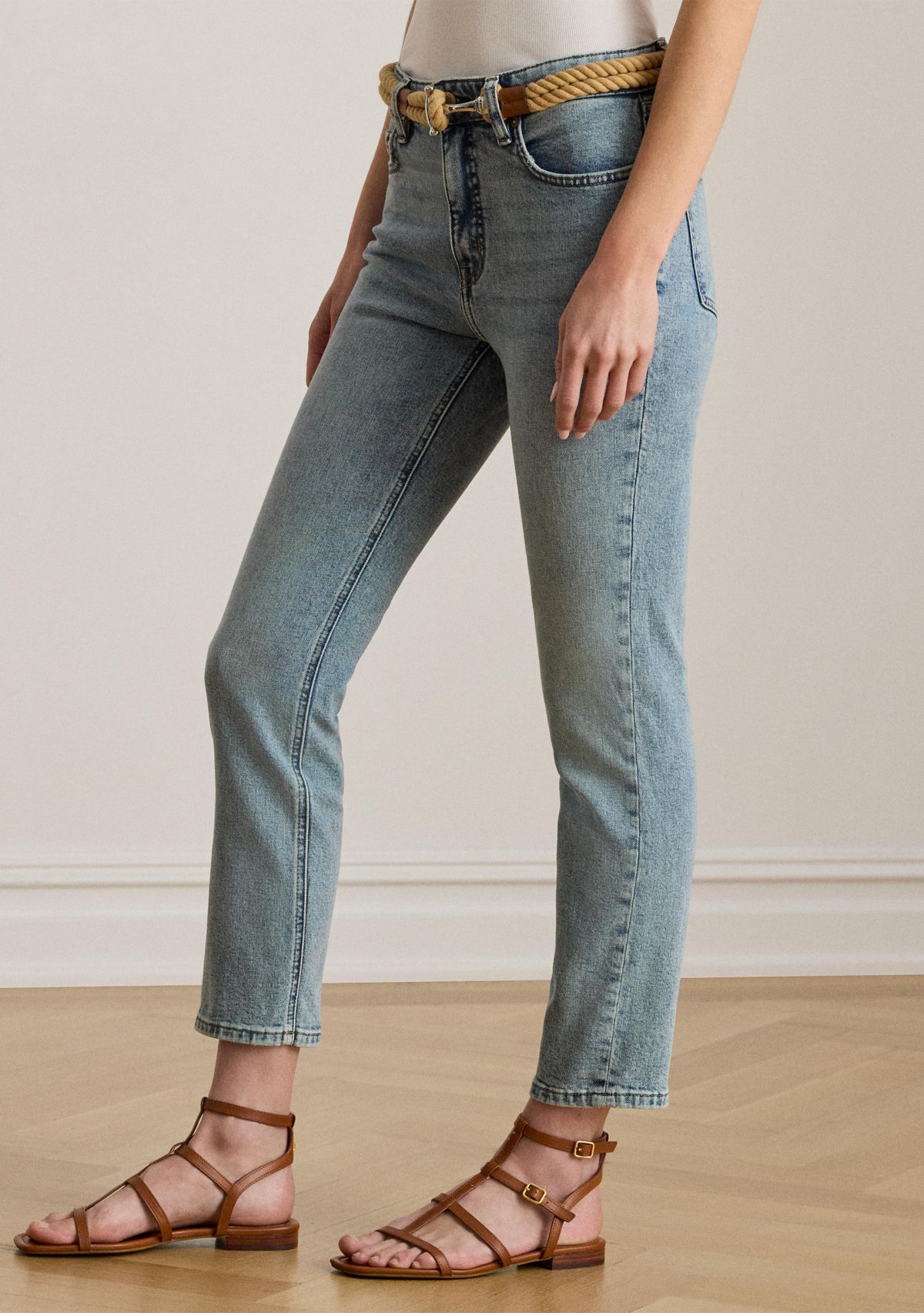 High Rise Straight Ankle Jeans