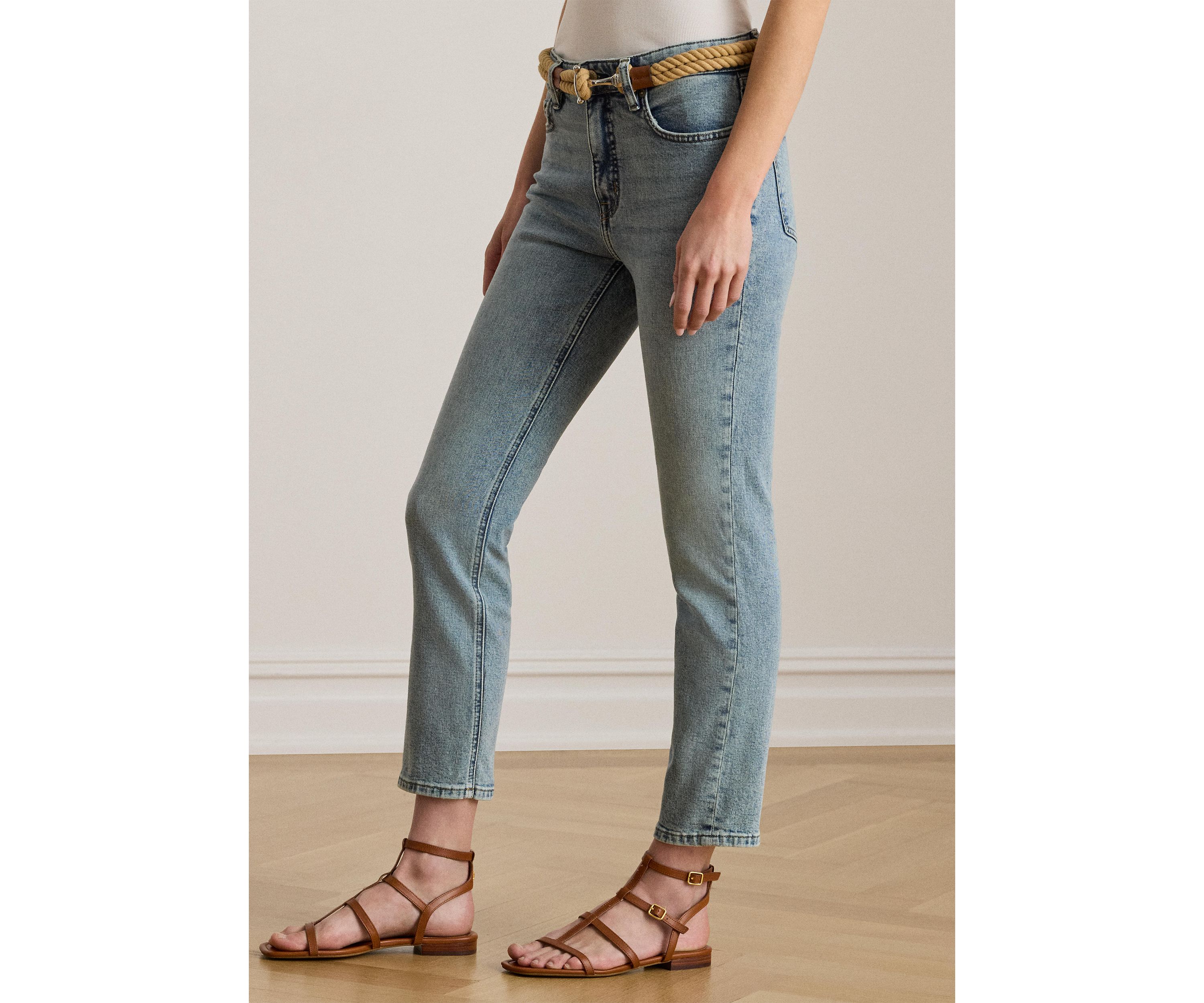 High Rise Straight Ankle Jeans