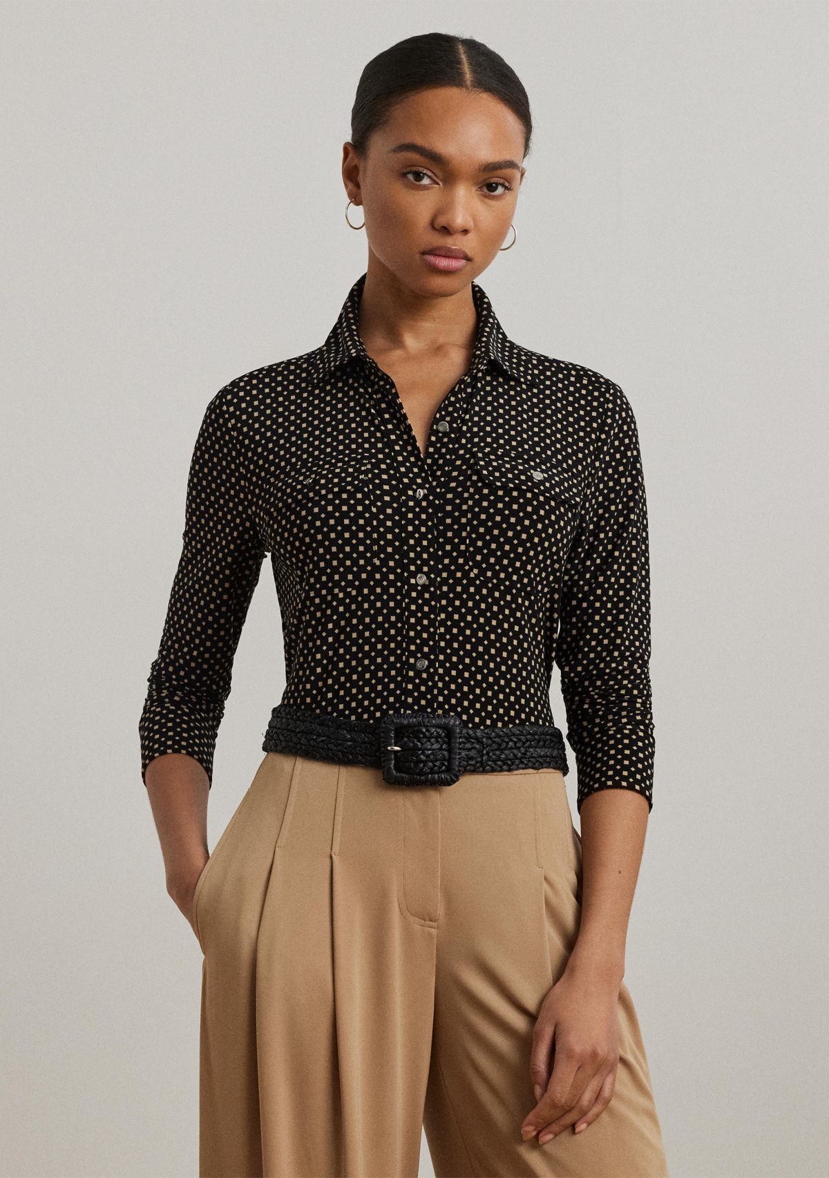 Slim Fit Geometric Print Jersey Shirt