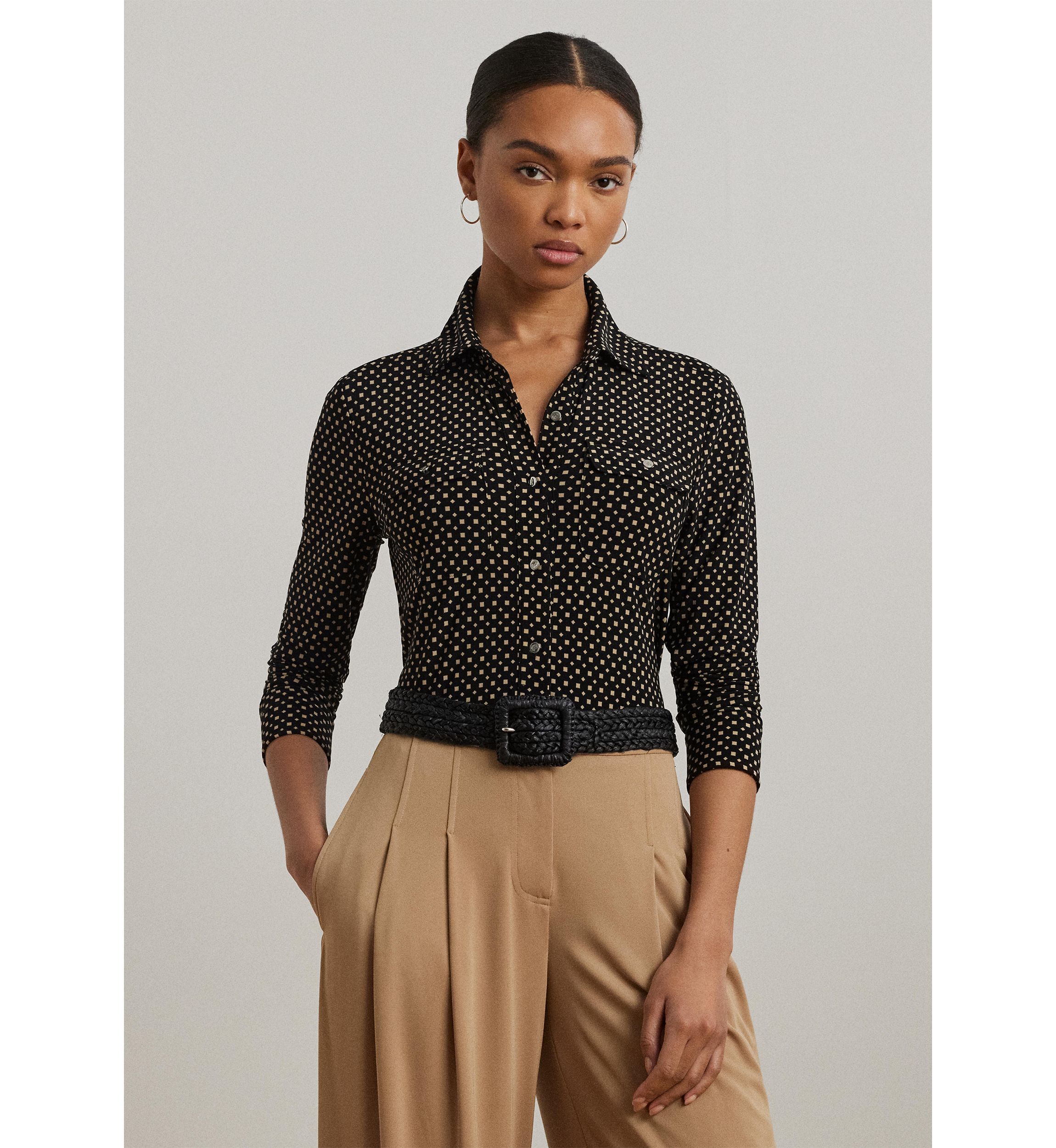 Slim Fit Geometric Print Jersey Shirt