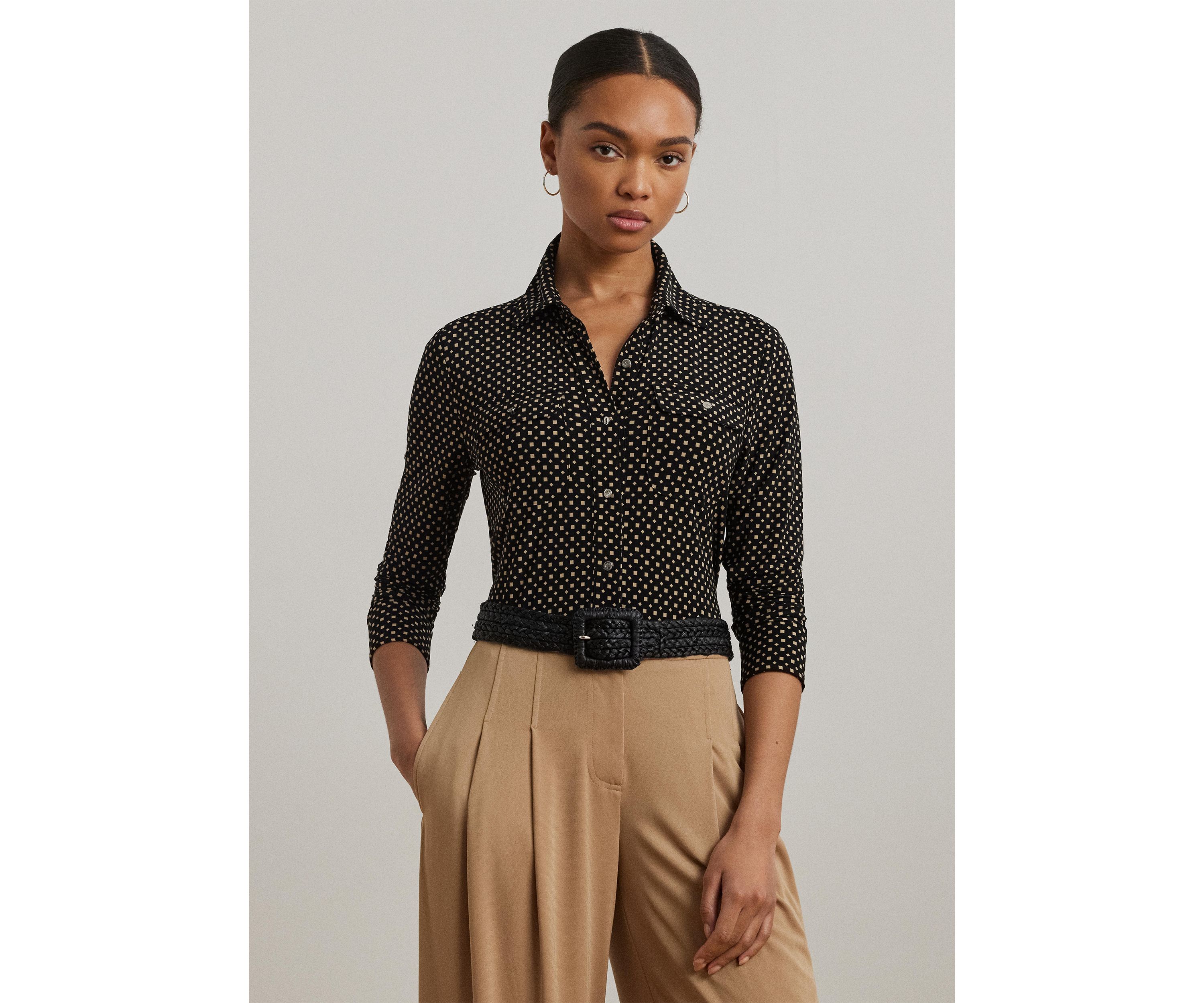 Slim Fit Geometric Print Jersey Shirt