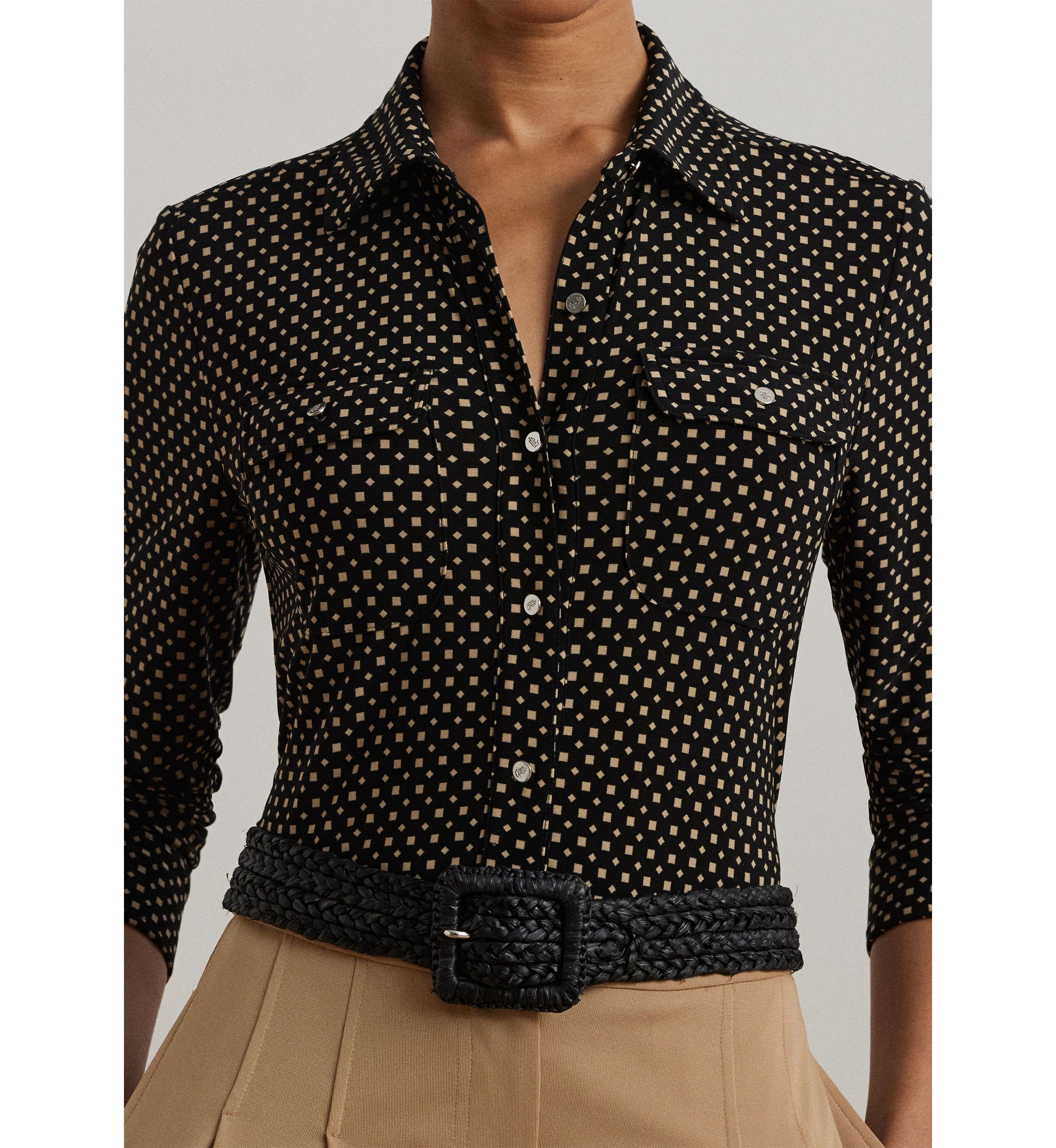 Slim Fit Geometric Print Jersey Shirt