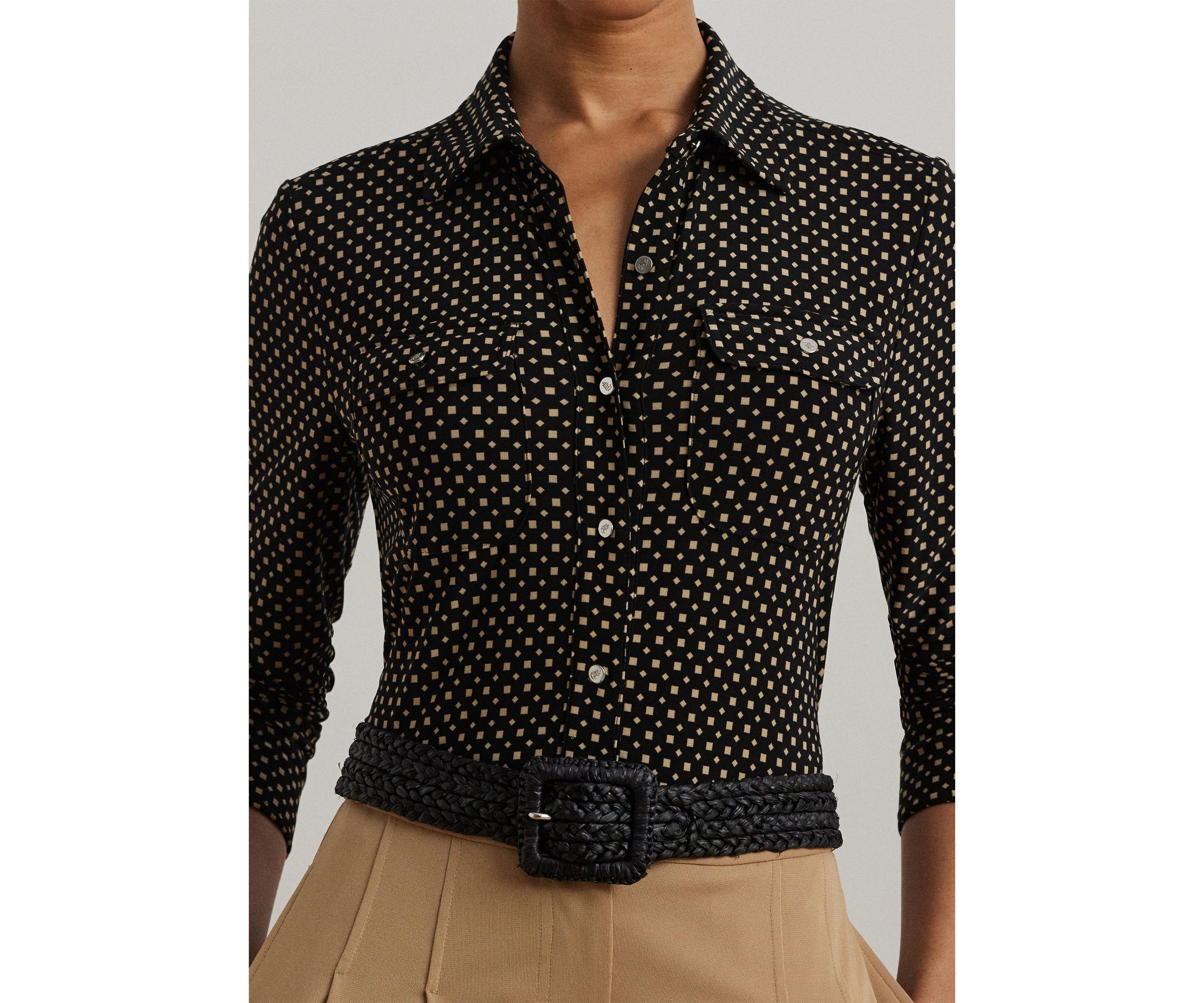 Slim Fit Geometric Print Jersey Shirt