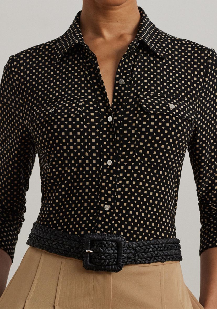 Slim Fit Geometric Print Jersey Shirt