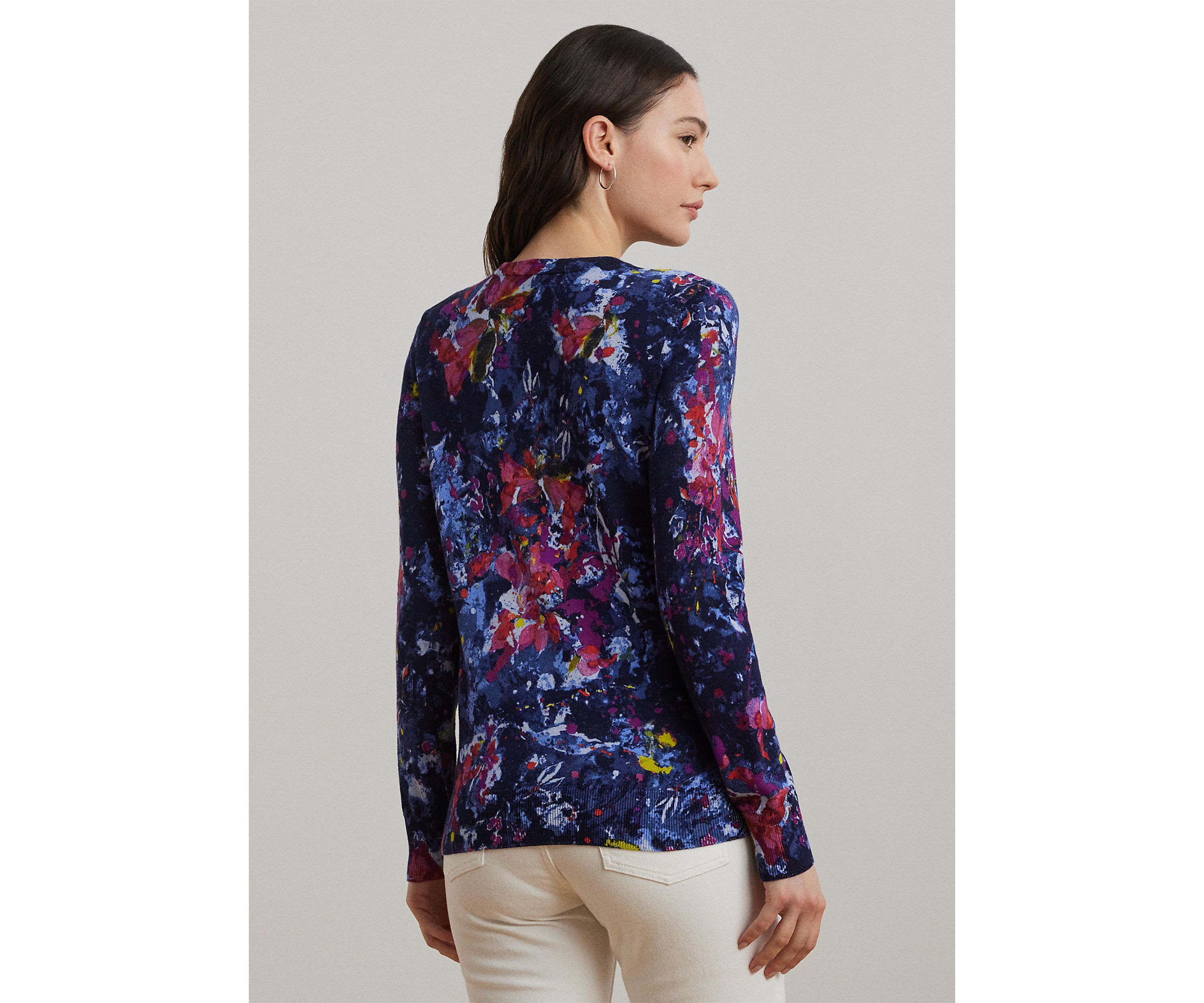 Print Cotton Blend Sweater