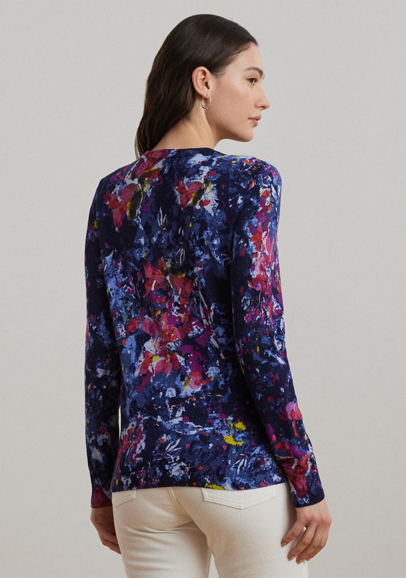 Print Cotton Blend Sweater