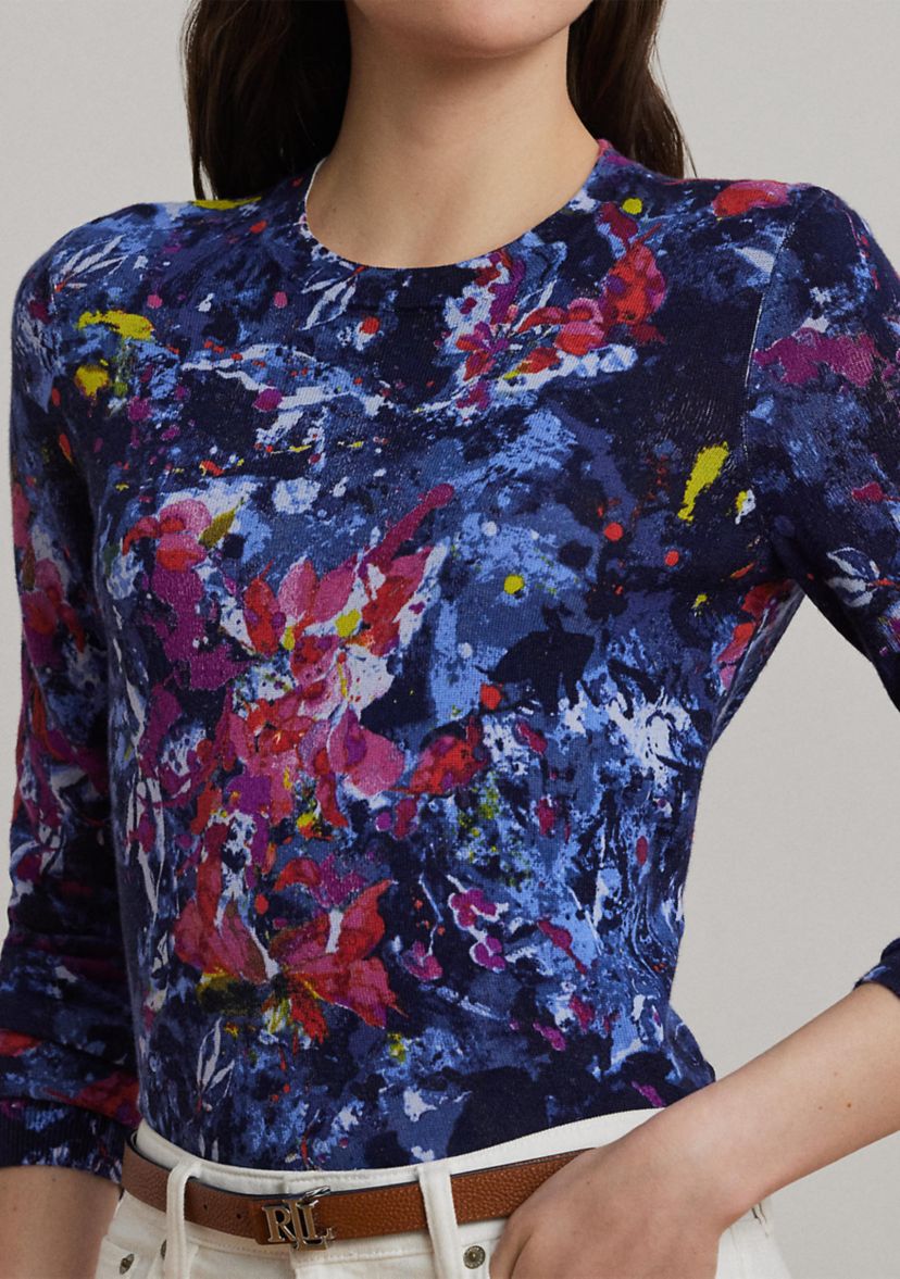 Print Cotton Blend Sweater