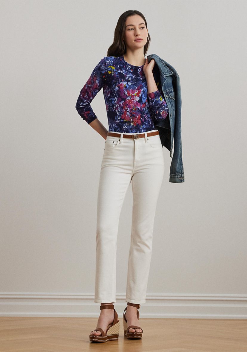 Print Cotton Blend Sweater