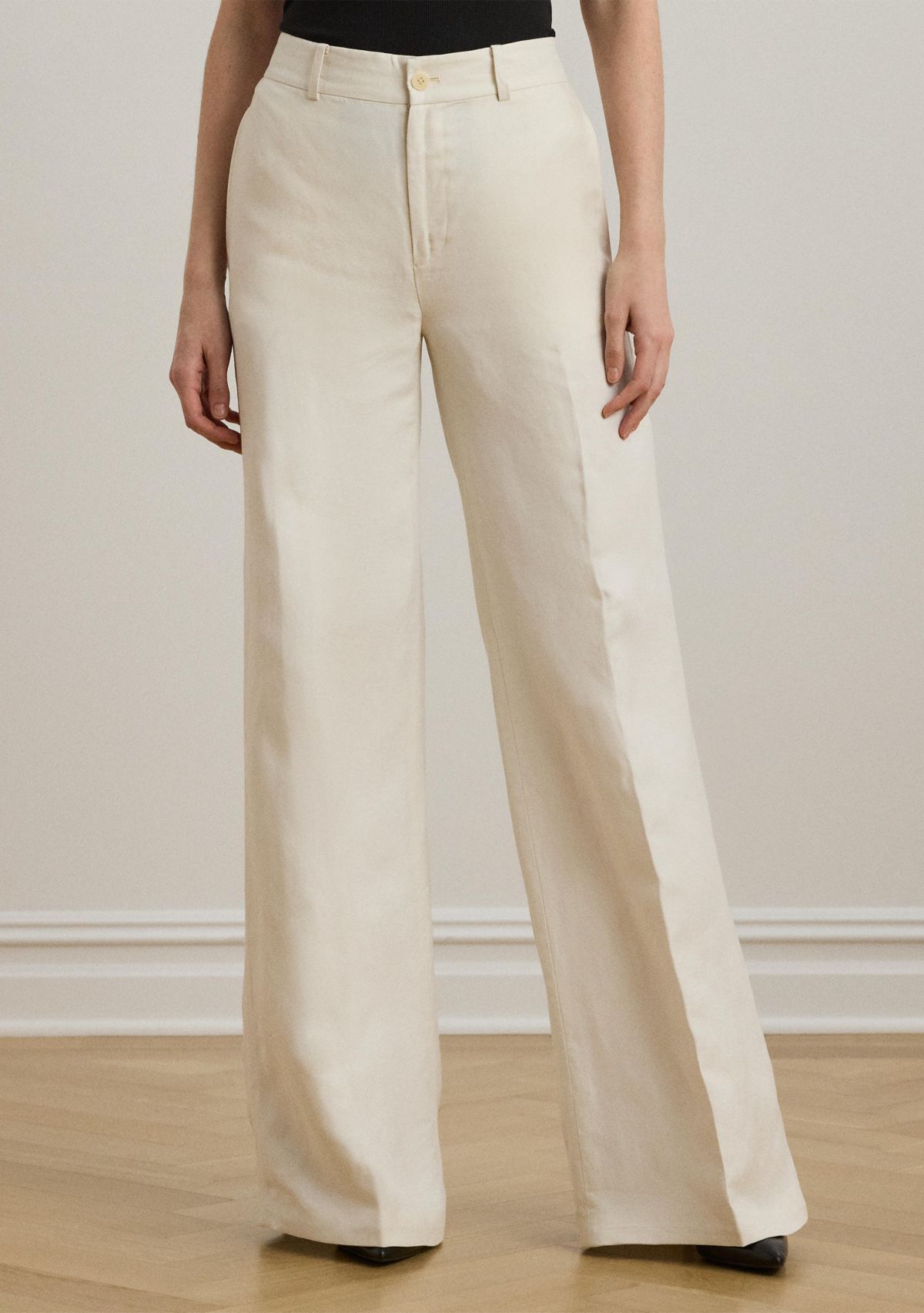 Linen Blend Twill Wide Leg Pants