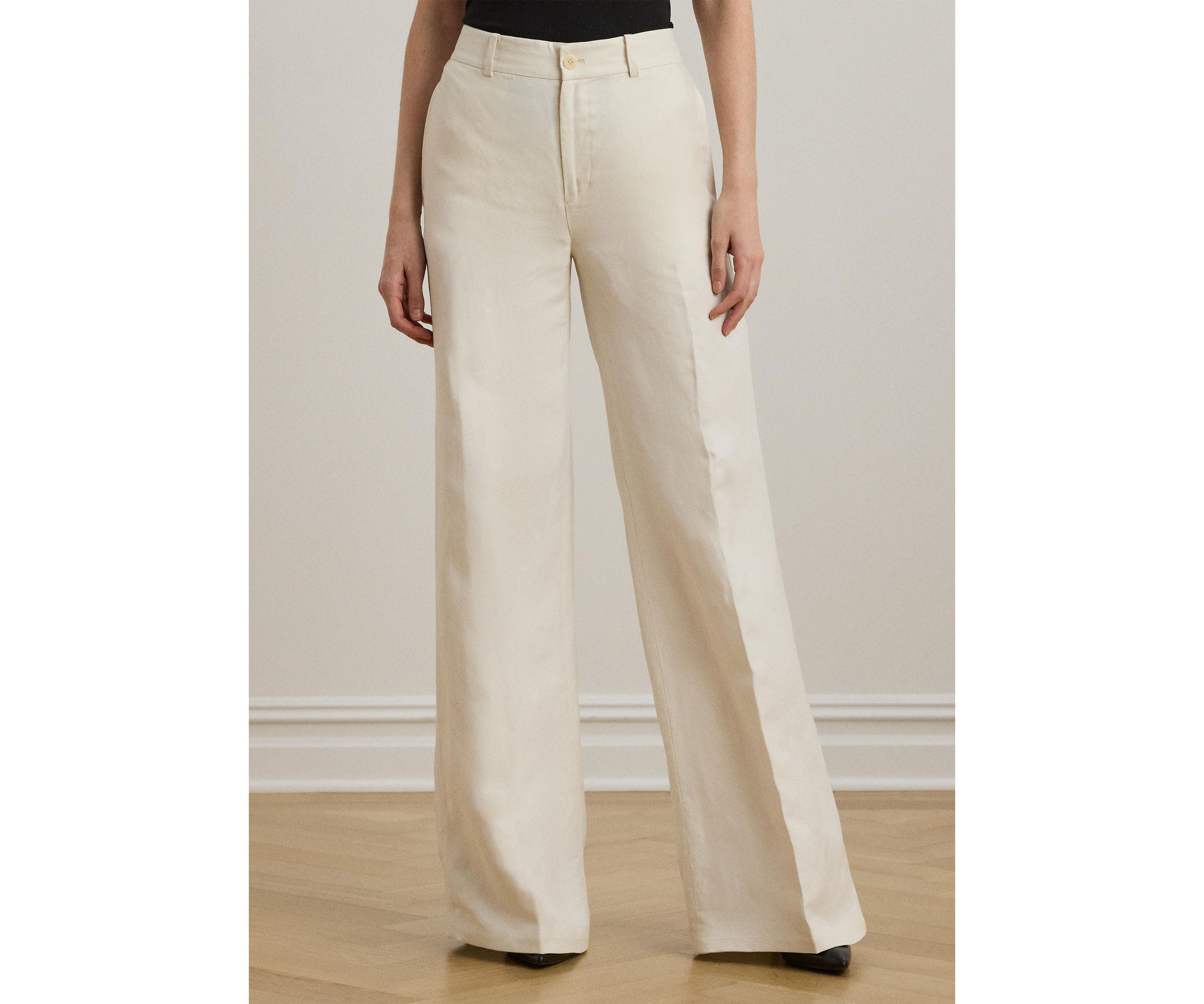 Linen Blend Twill Wide Leg Pants
