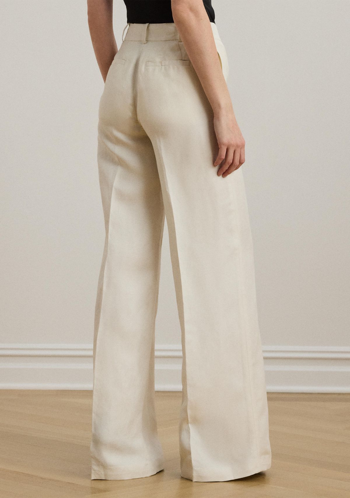 Linen Blend Twill Wide Leg Pants