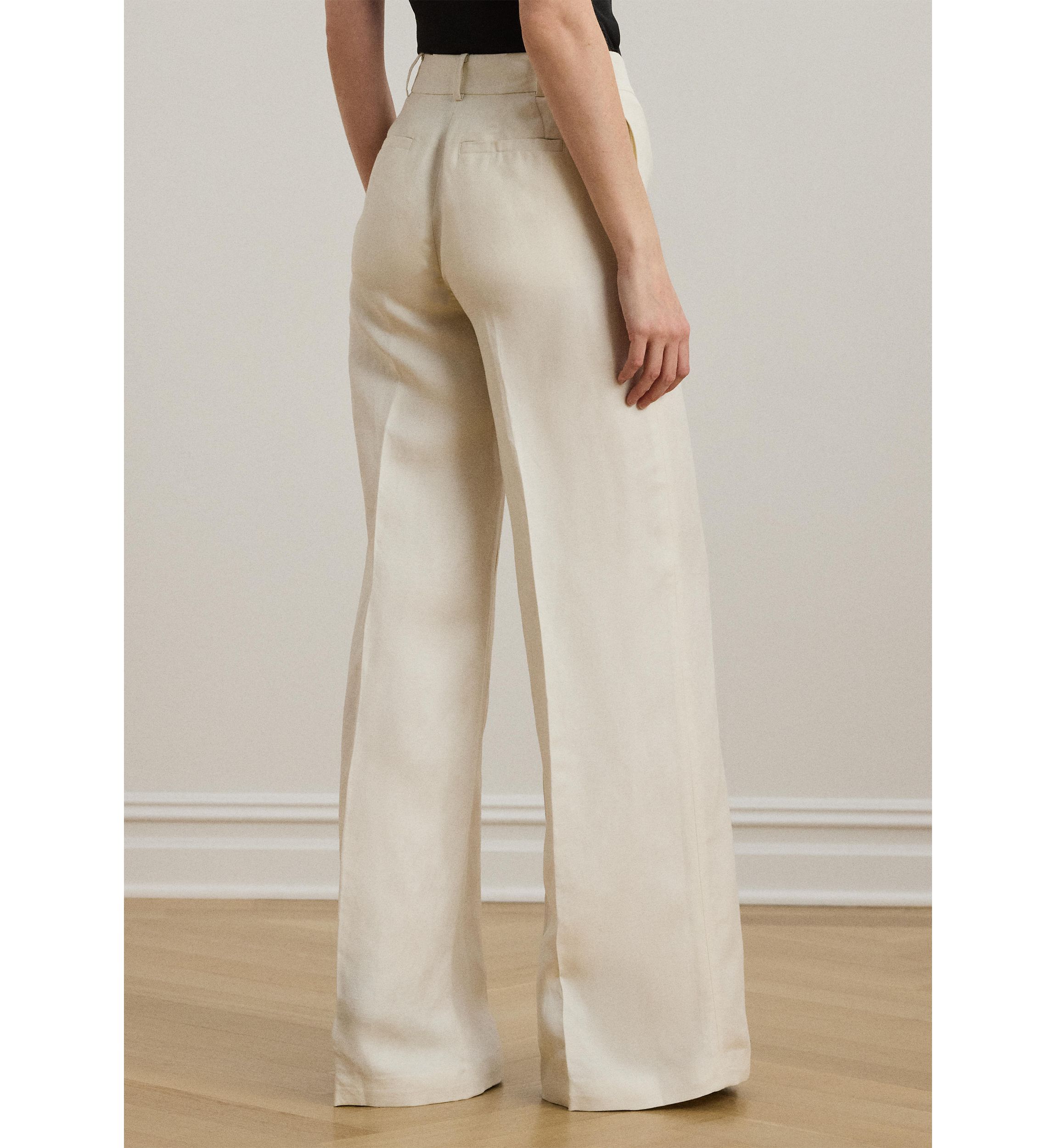 Linen Blend Twill Wide Leg Pants