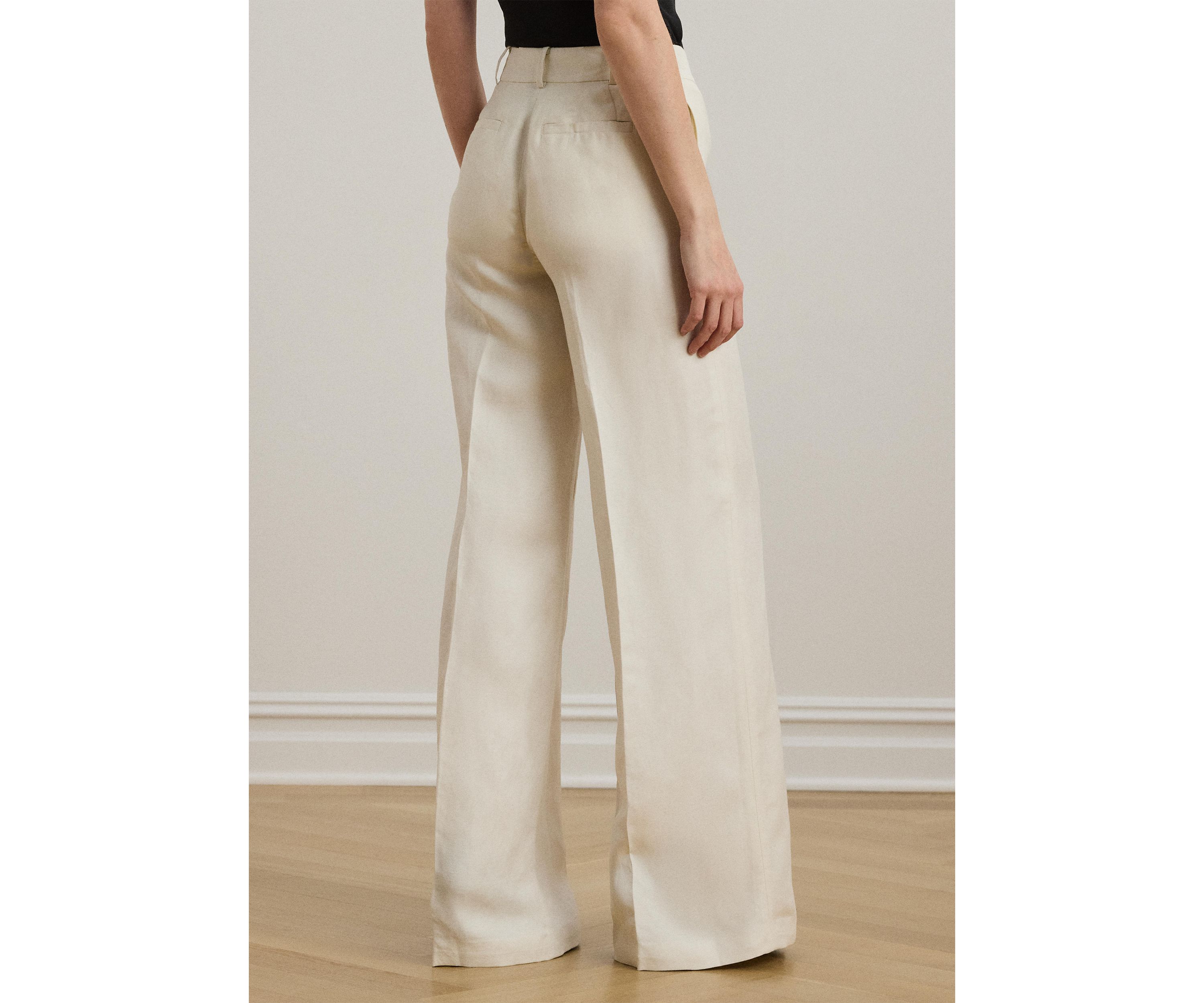Linen Blend Twill Wide Leg Pants