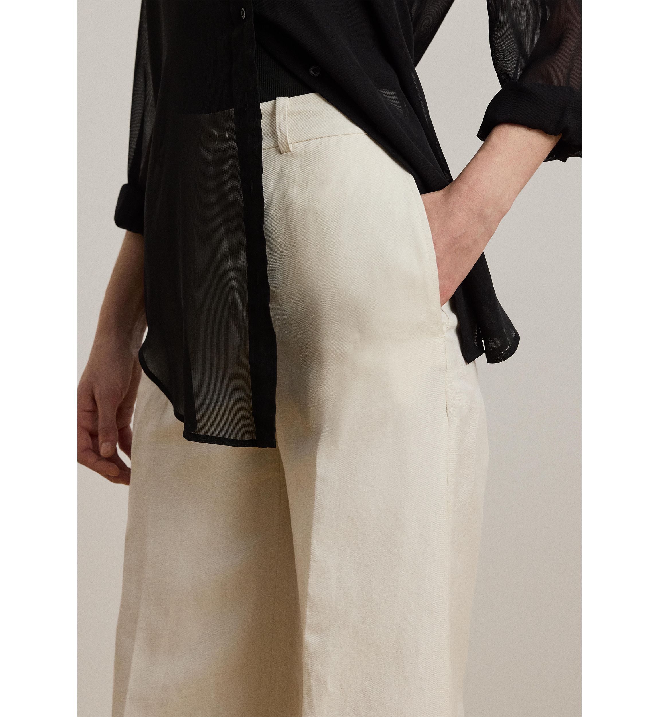 Linen Blend Twill Wide Leg Pants
