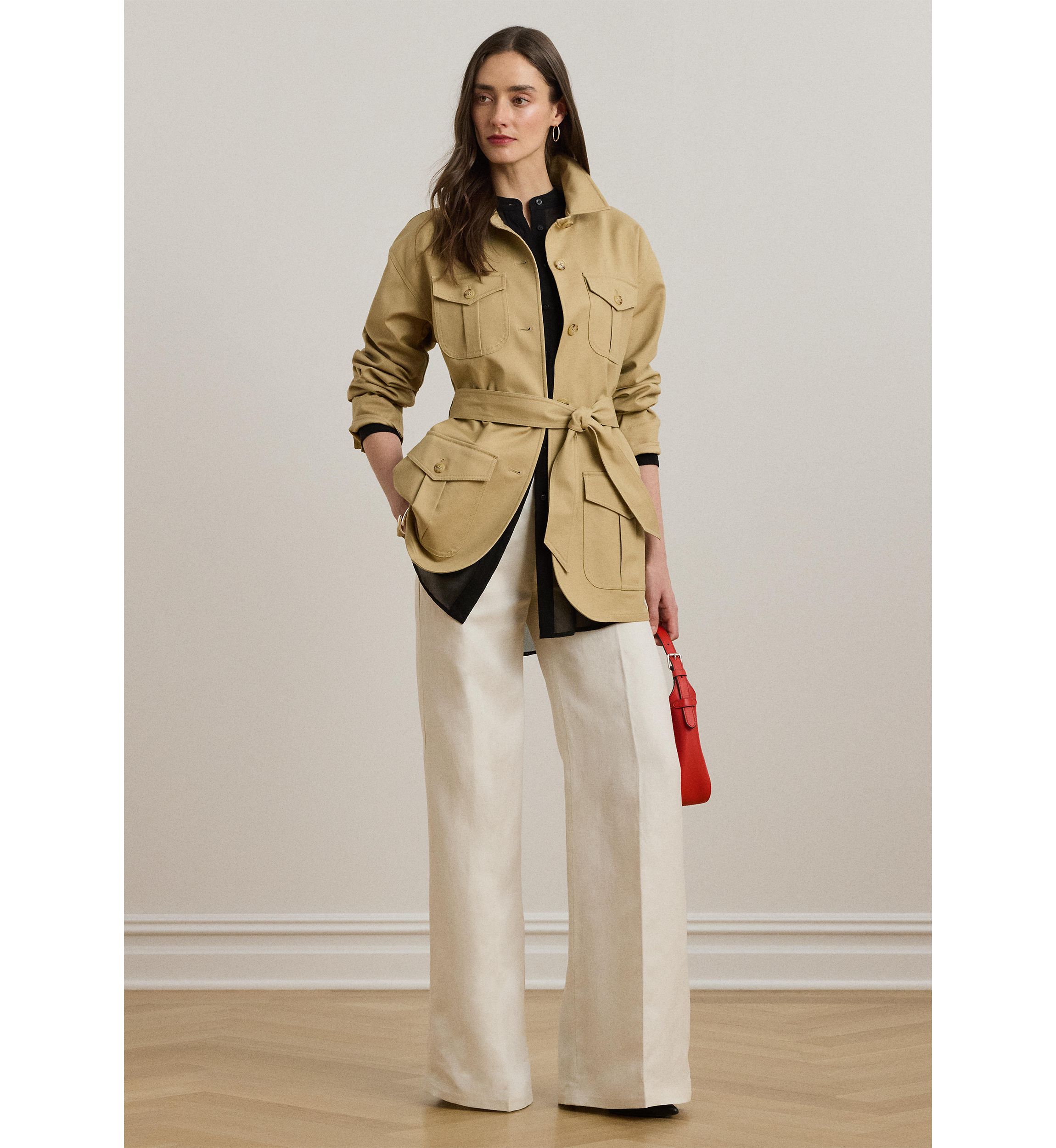 Linen Blend Twill Wide Leg Pants