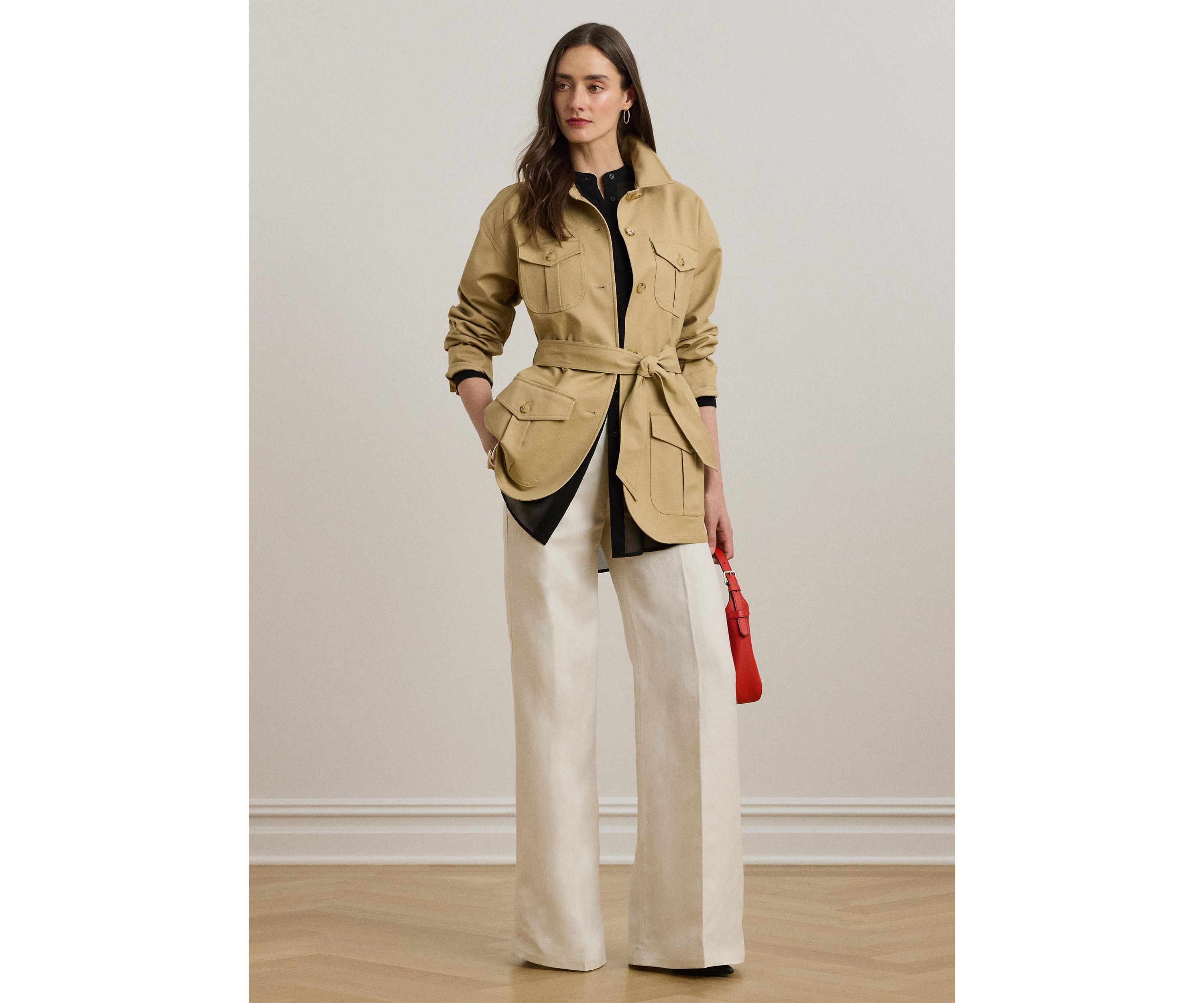 Linen Blend Twill Wide Leg Pants