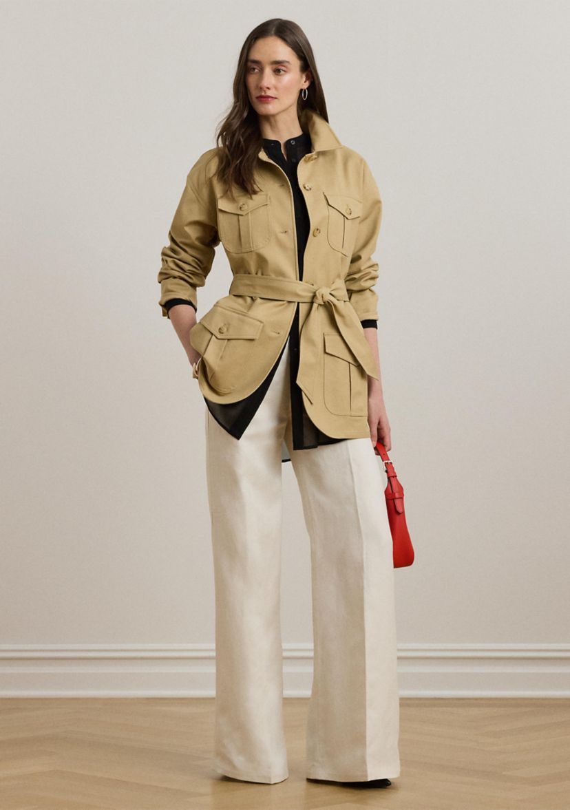 Linen Blend Twill Wide Leg Pants