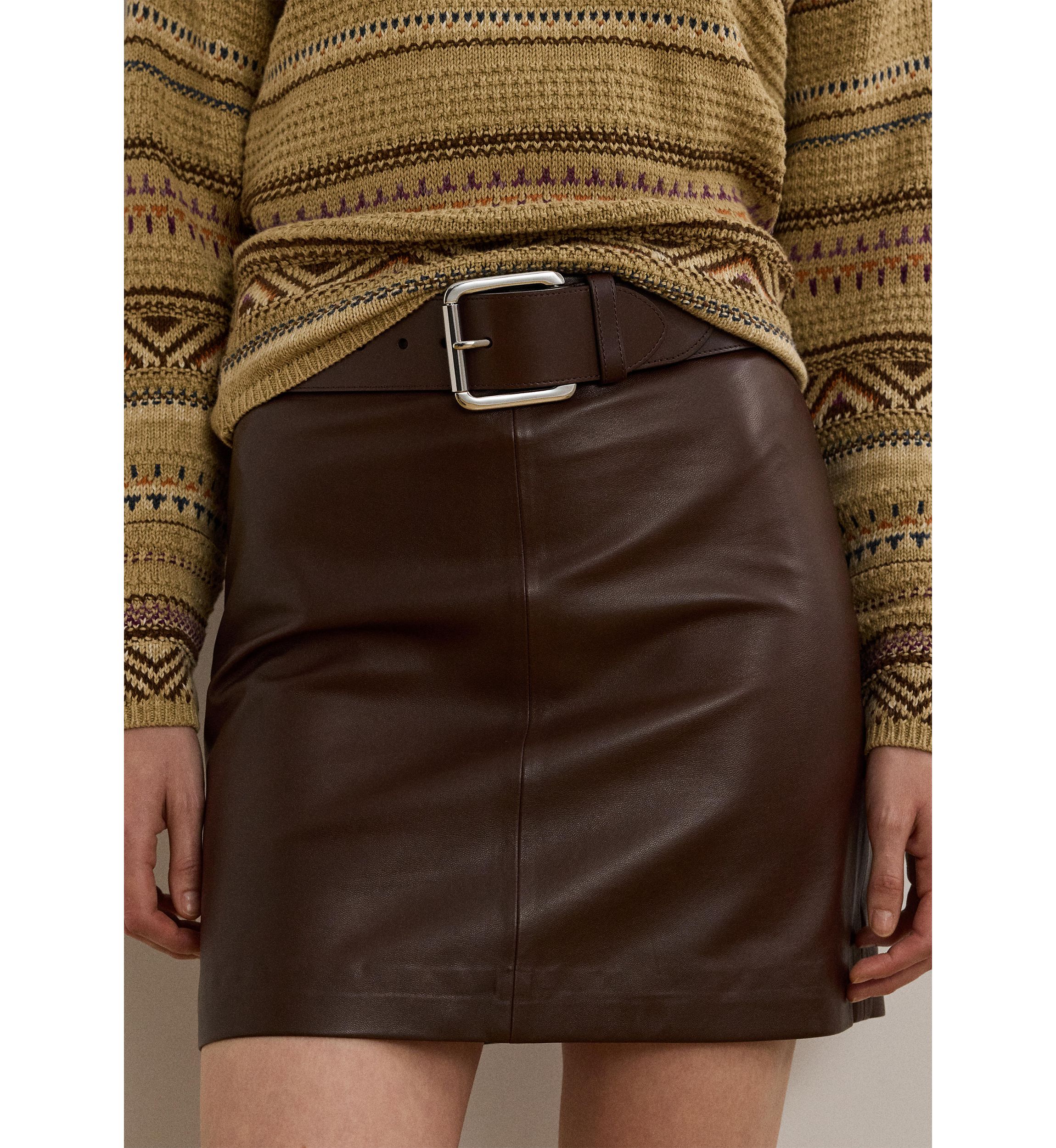 Womens Lambskin Pencil Miniskirt