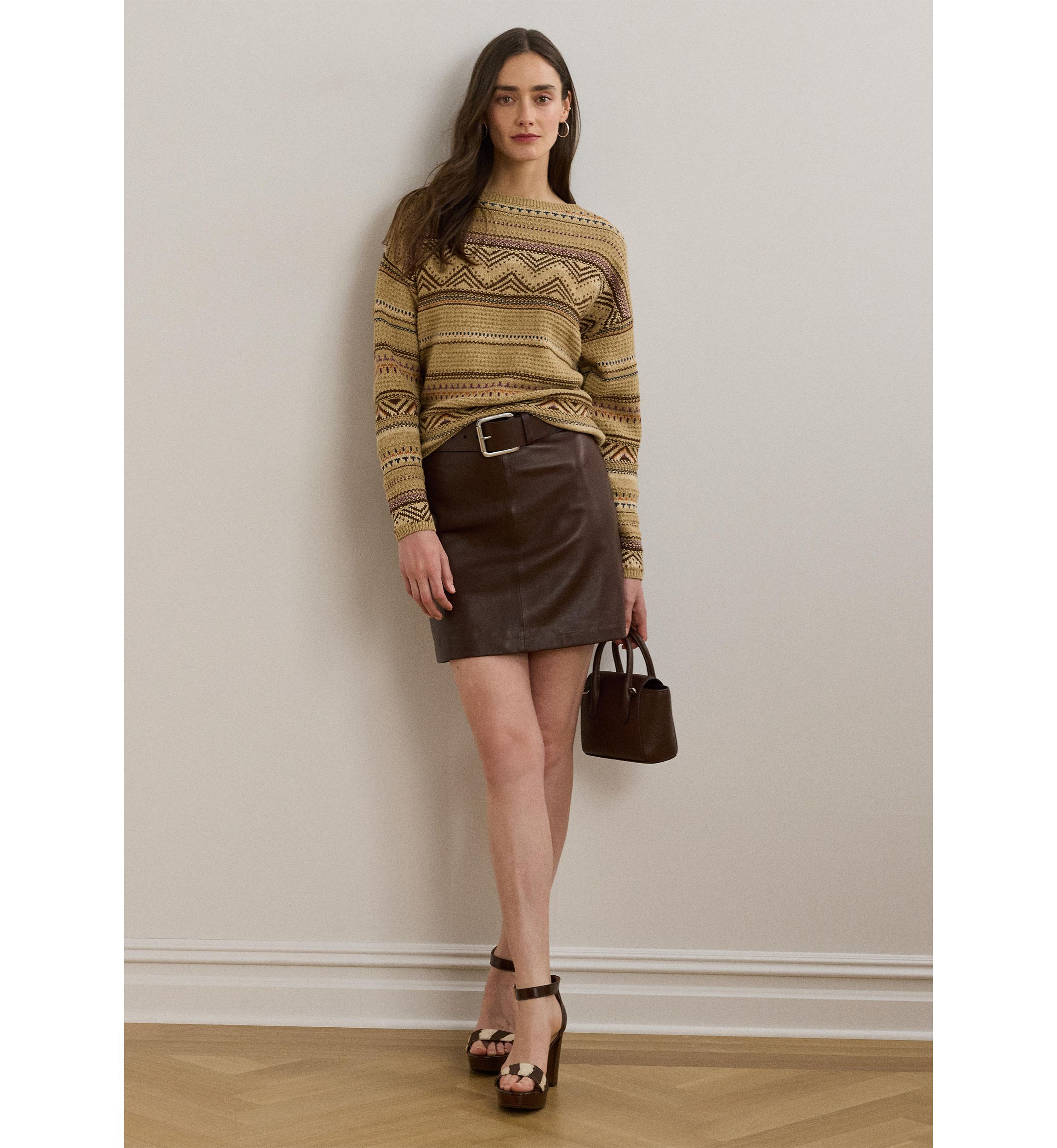 Womens Lambskin Pencil Miniskirt
