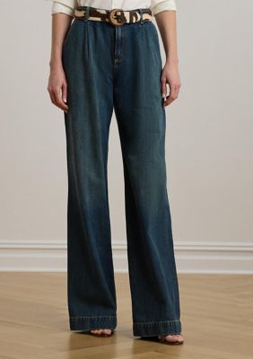 Lauren Ralph Lauren Women's High-Rise Pleated Wide-Leg Jeans | Belk