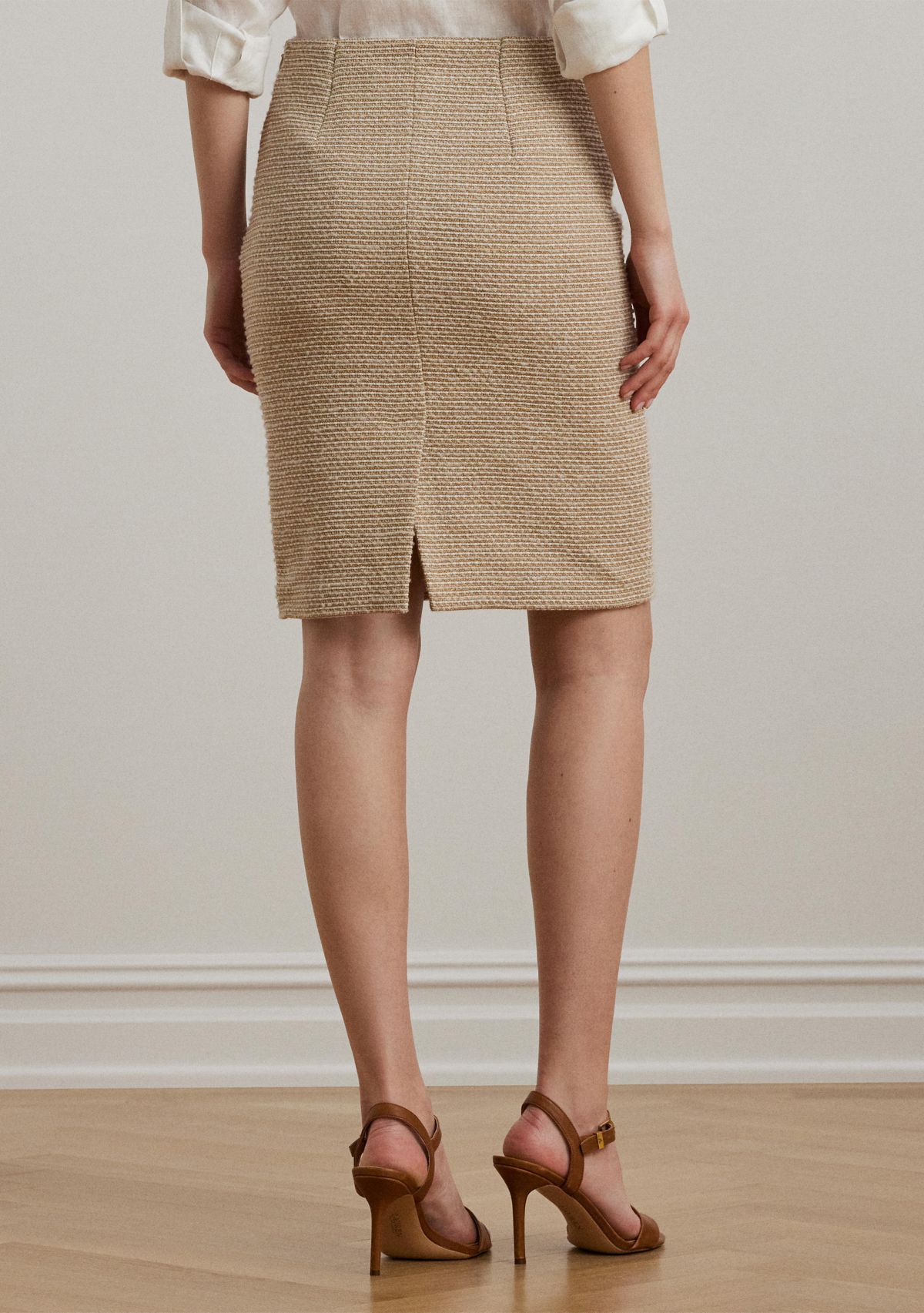 Cotton Blend Bouclé Pencil Skirt