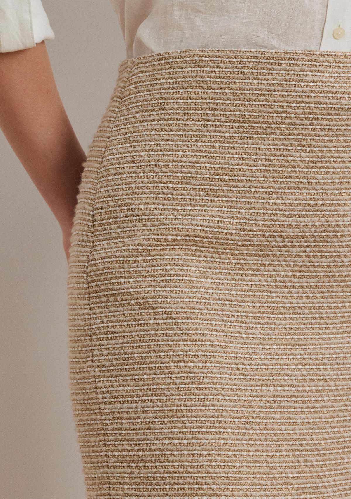 Cotton Blend Bouclé Pencil Skirt
