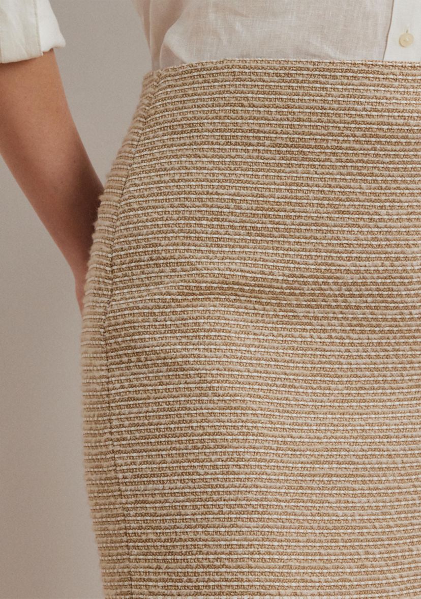 Cotton Blend Bouclé Pencil Skirt