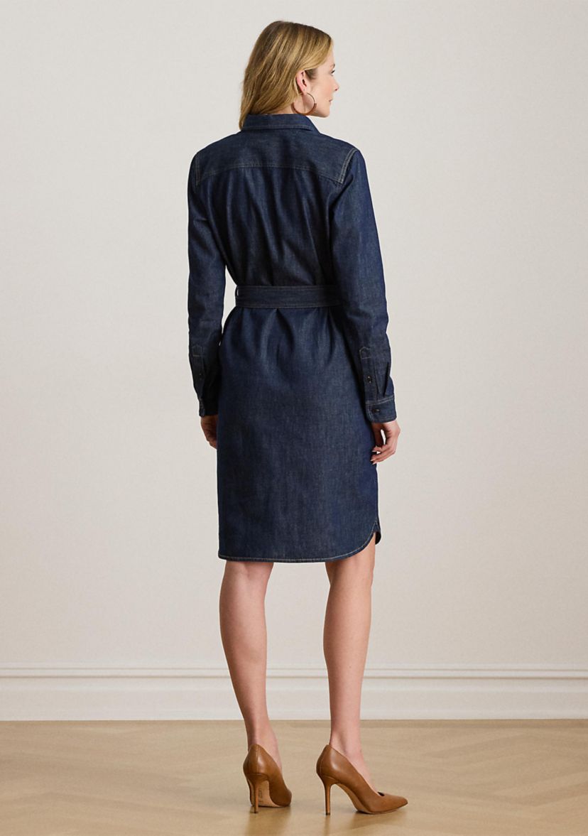 Womens Belted Denim Shirtdress