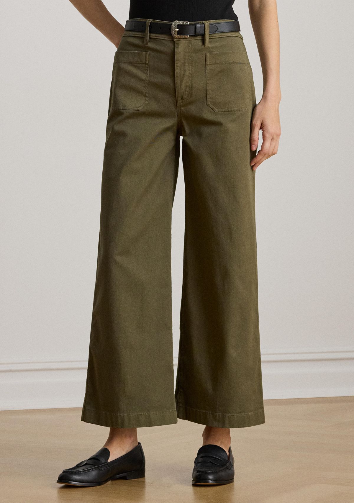 Womens Stretch Chino Wide-Leg Cropped Pants