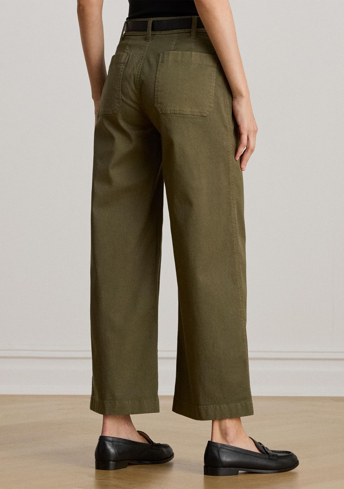 Womens Stretch Chino Wide-Leg Cropped Pants