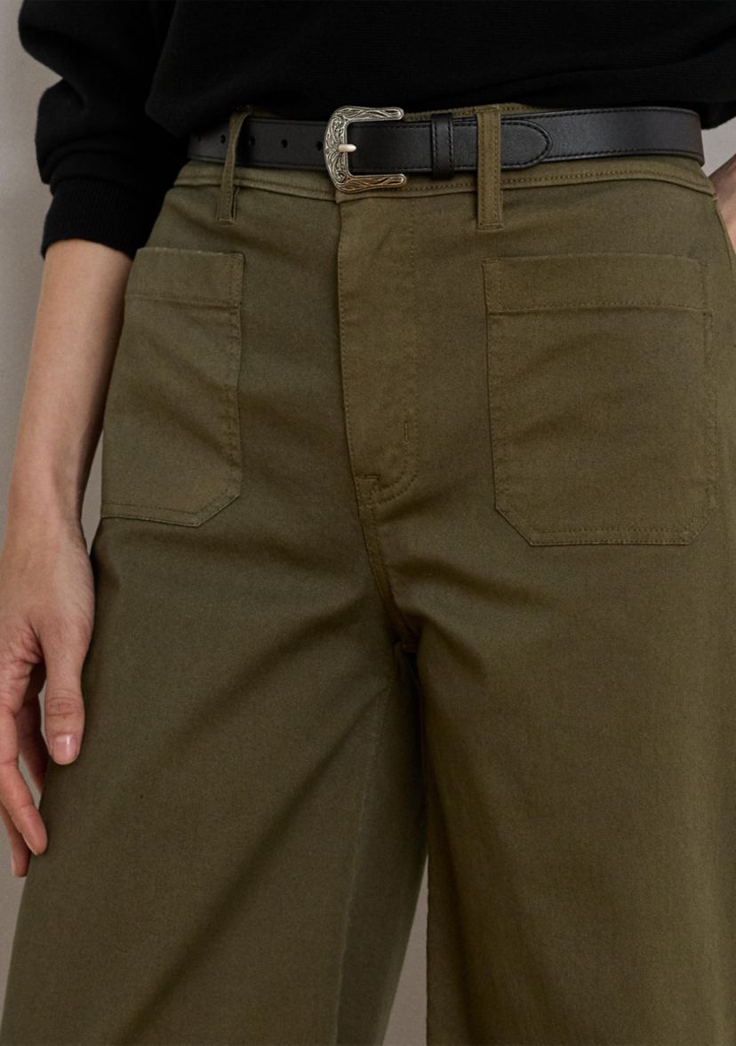 Womens Stretch Chino Wide-Leg Cropped Pants