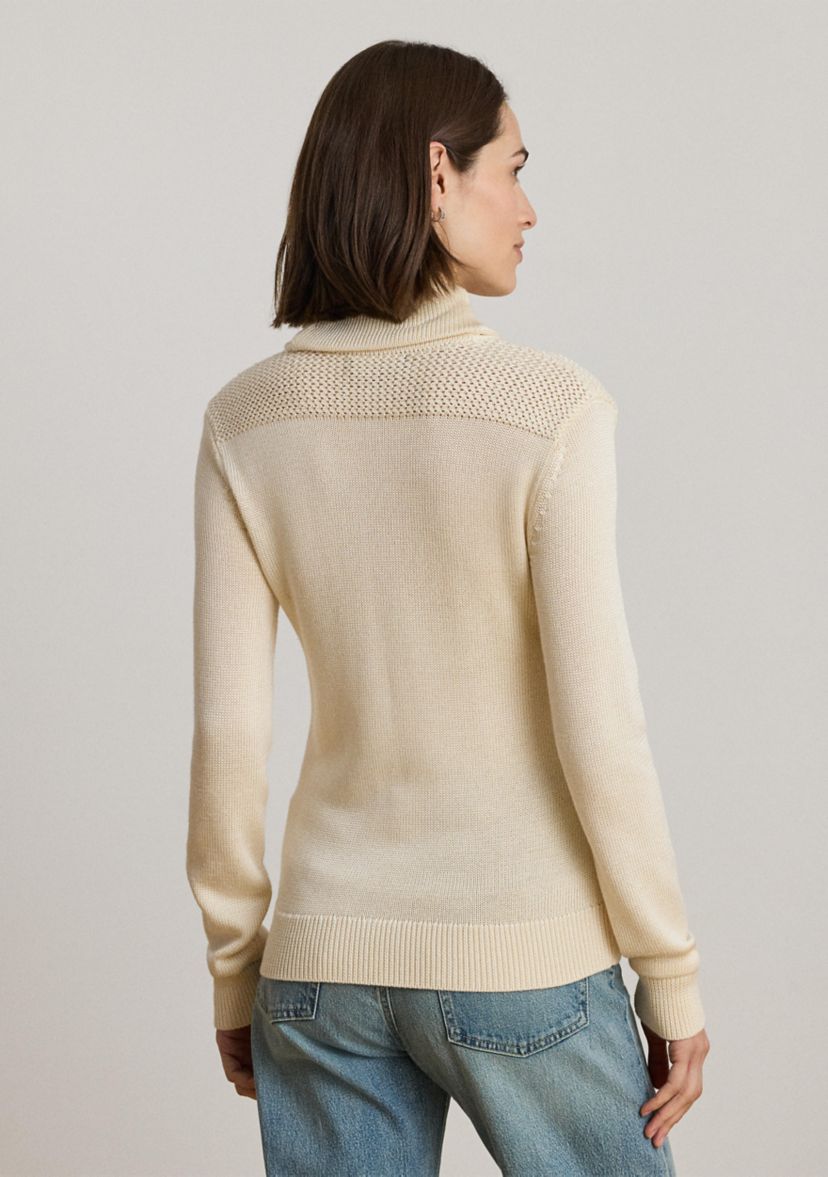 Buckle-Trim Cotton-Blend Sweater