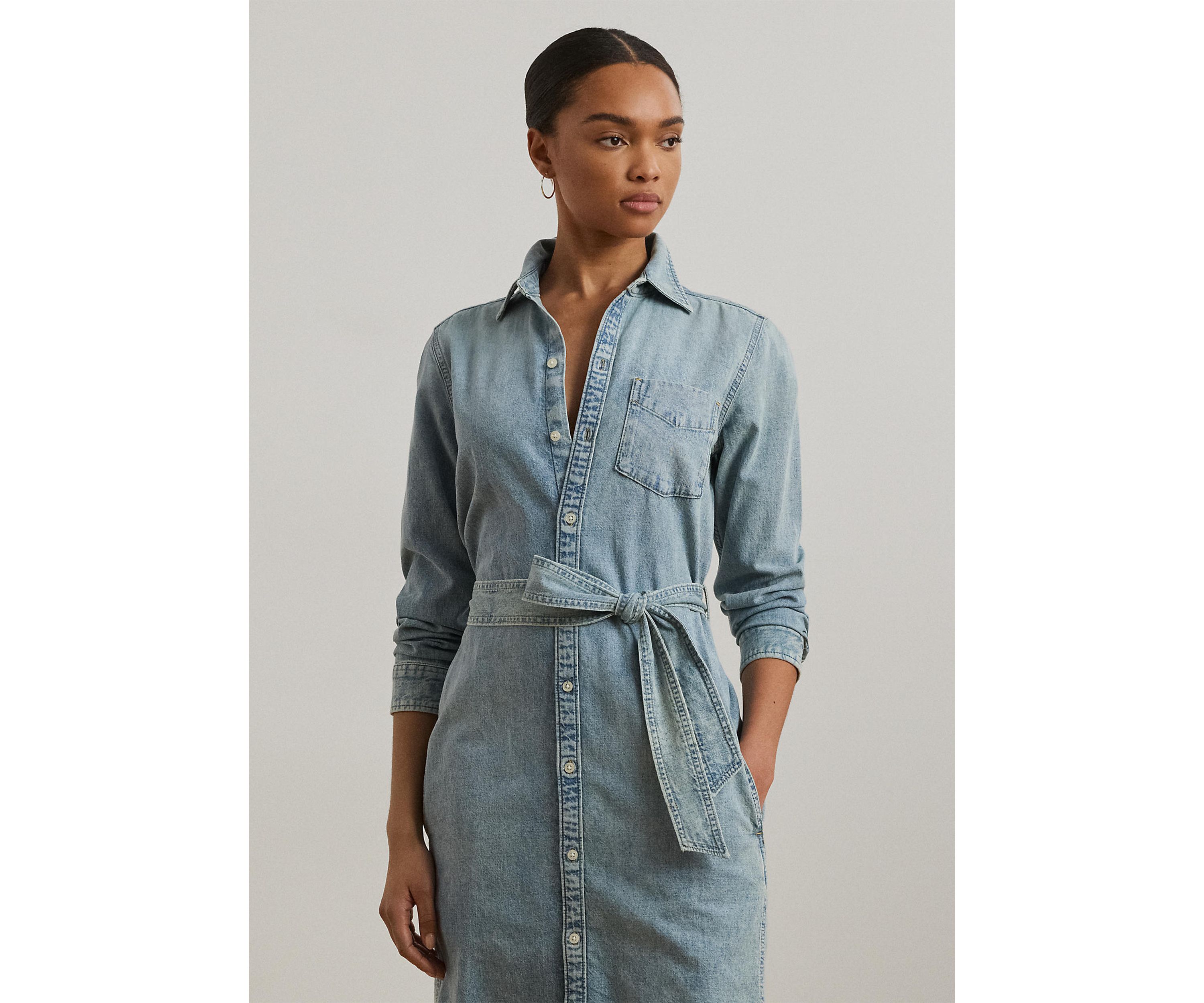 Belted Denim Shirtdress