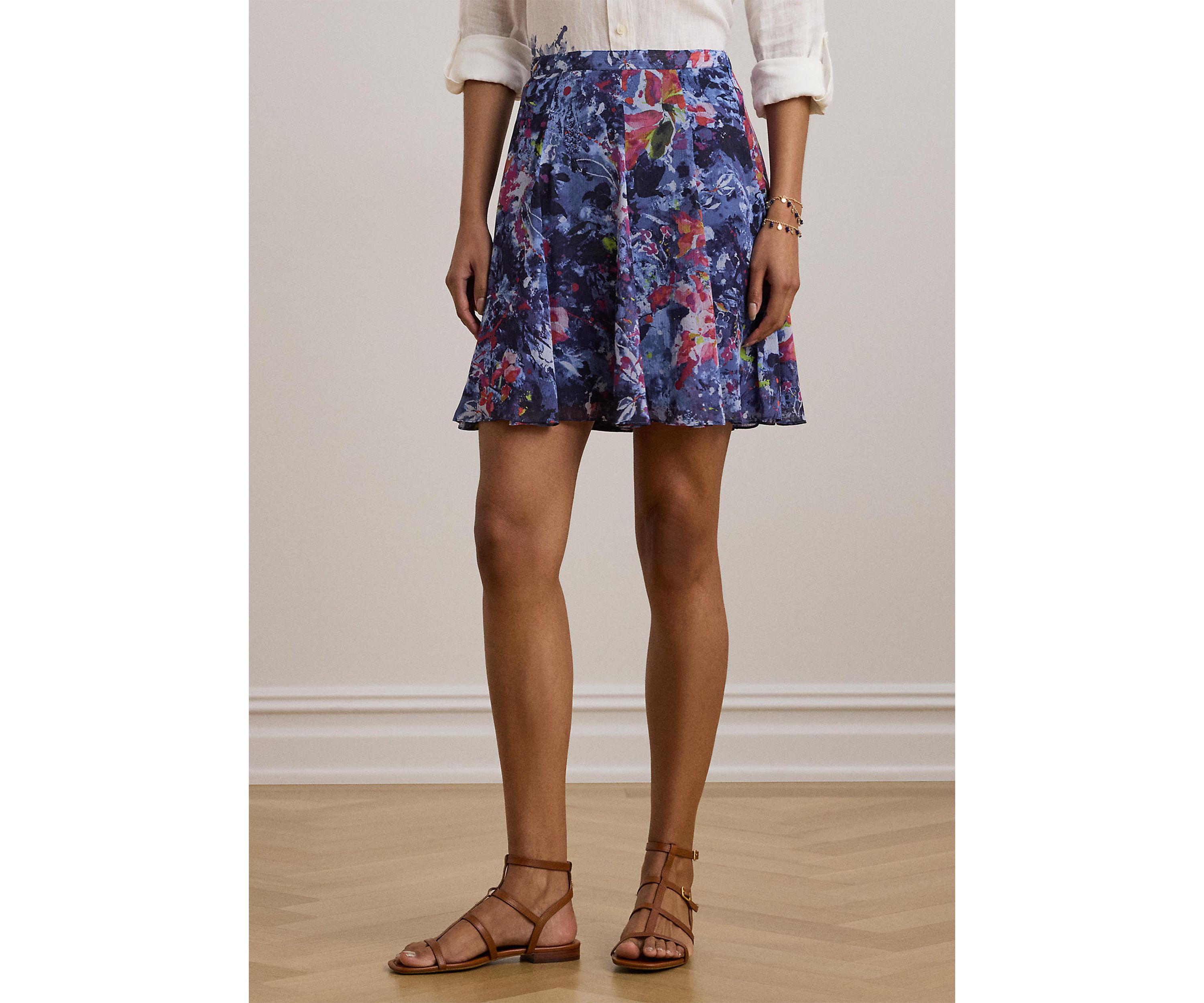 Print Crinkle Georgette Mini Skirt