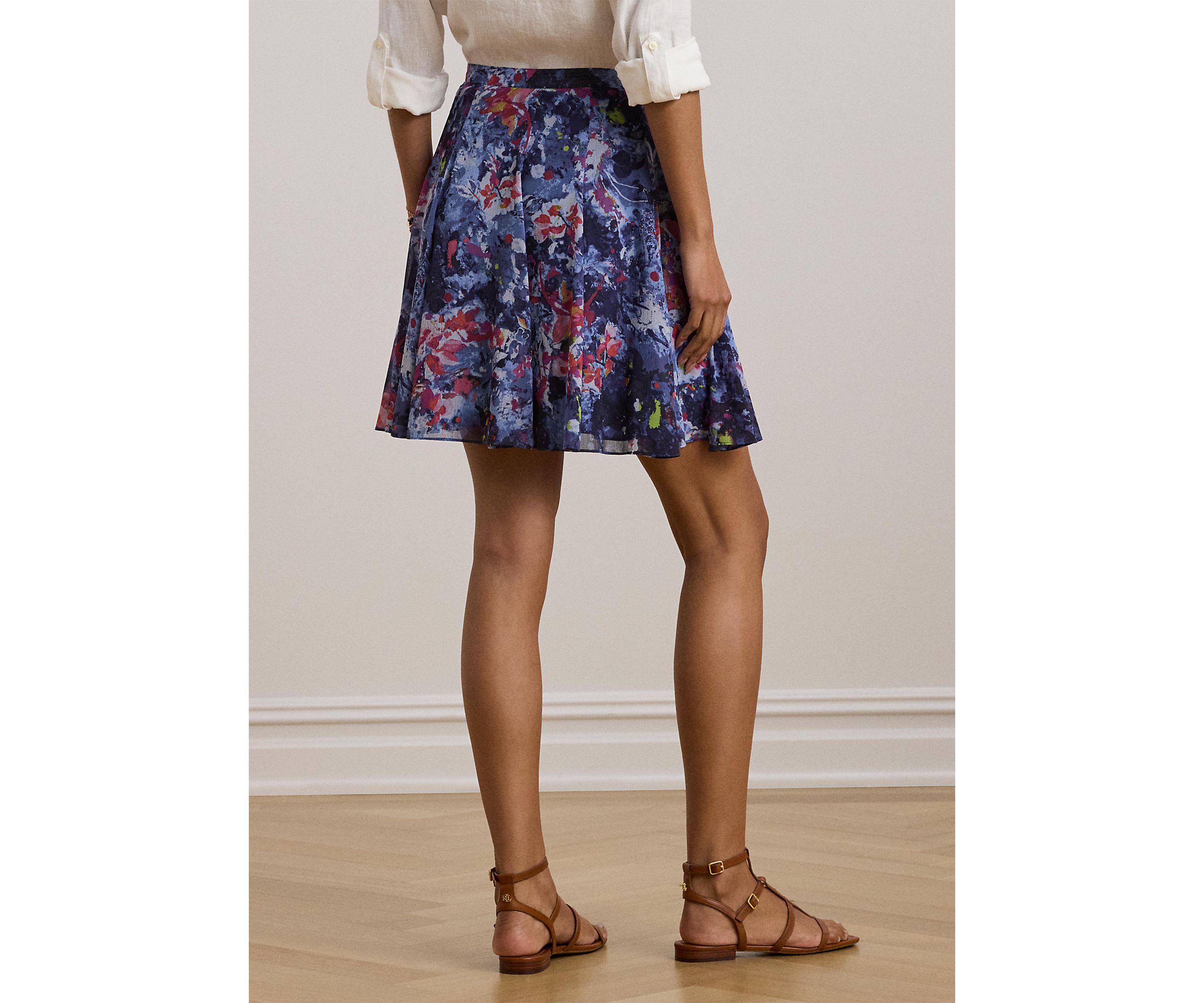 Print Crinkle Georgette Mini Skirt