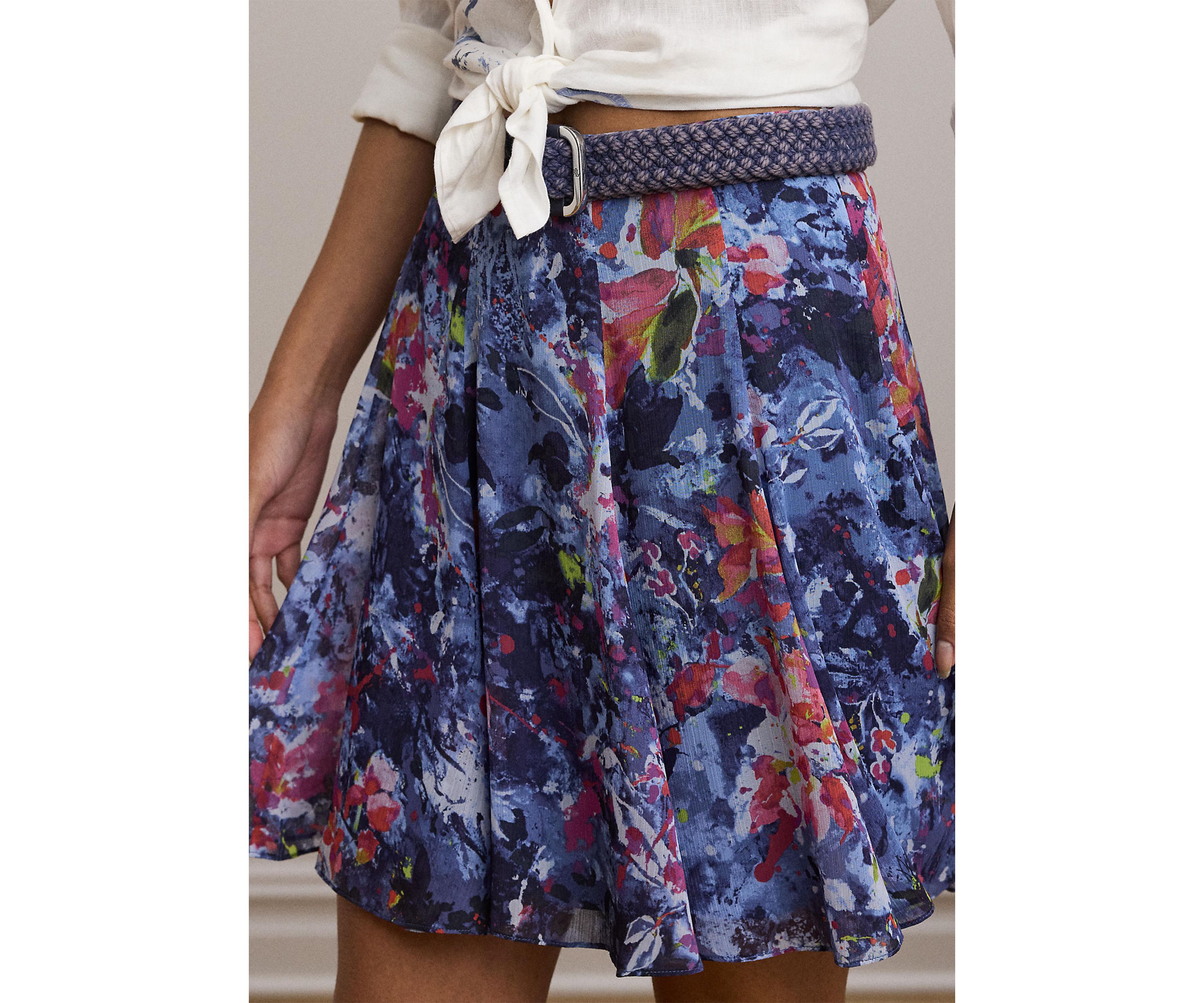Print Crinkle Georgette Mini Skirt