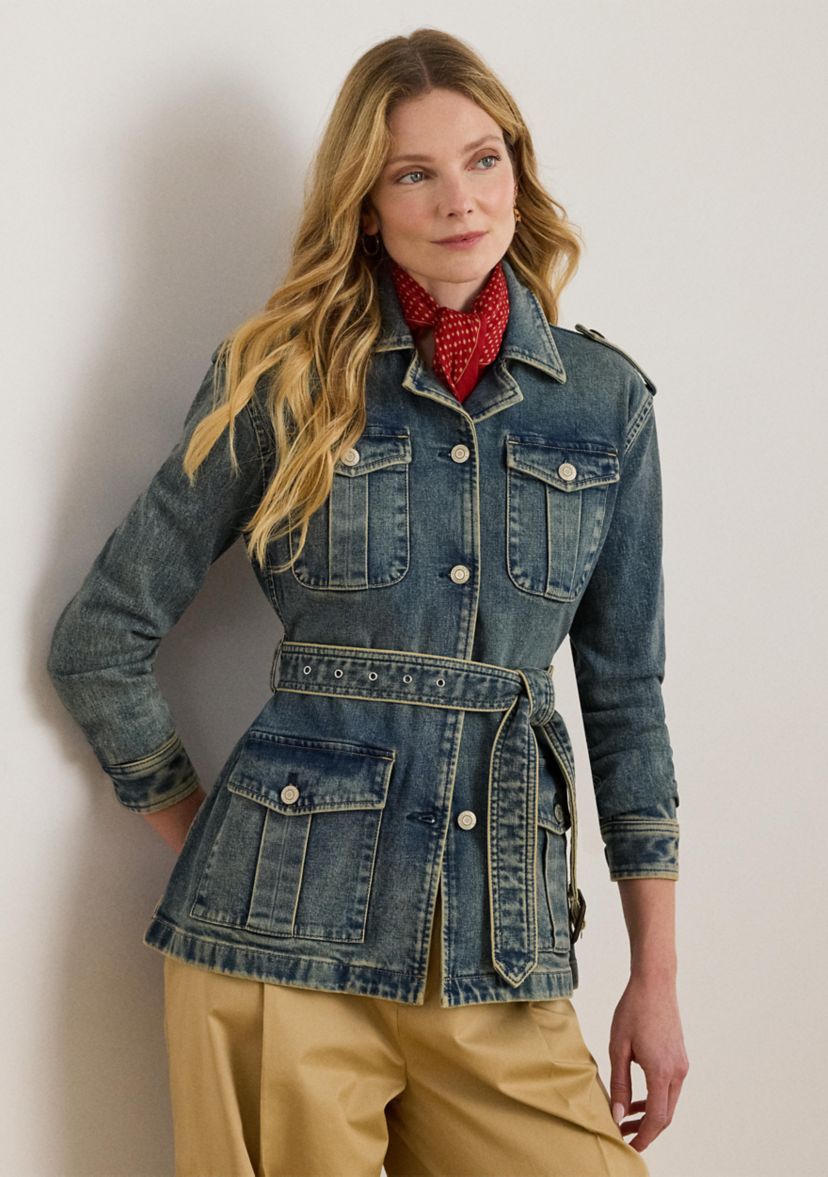 Womens Belted Denim Field Jacket