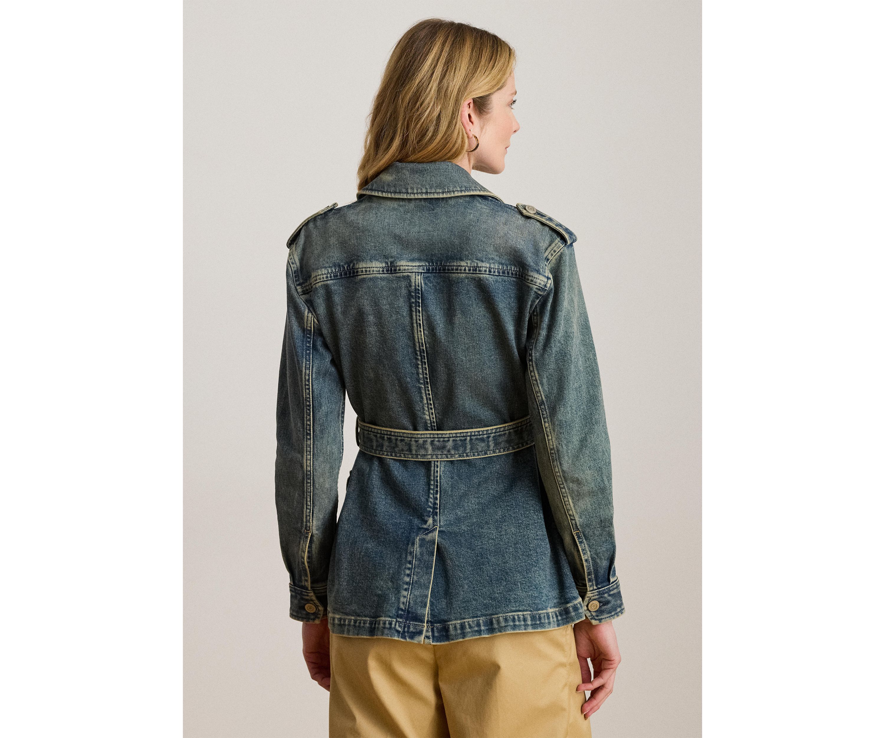 Womens Belted Denim Field Jacket