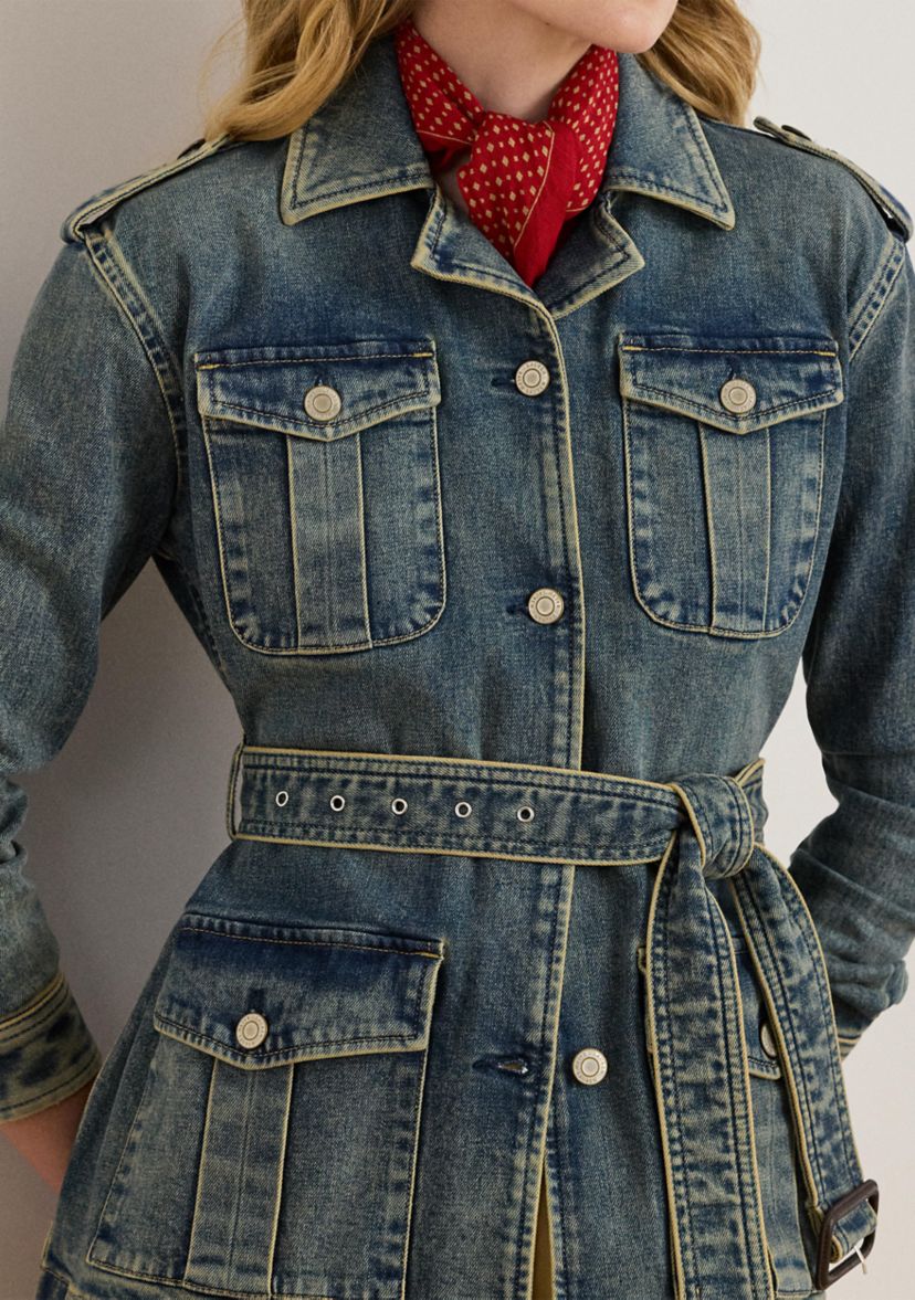 Womens Belted Denim Field Jacket
