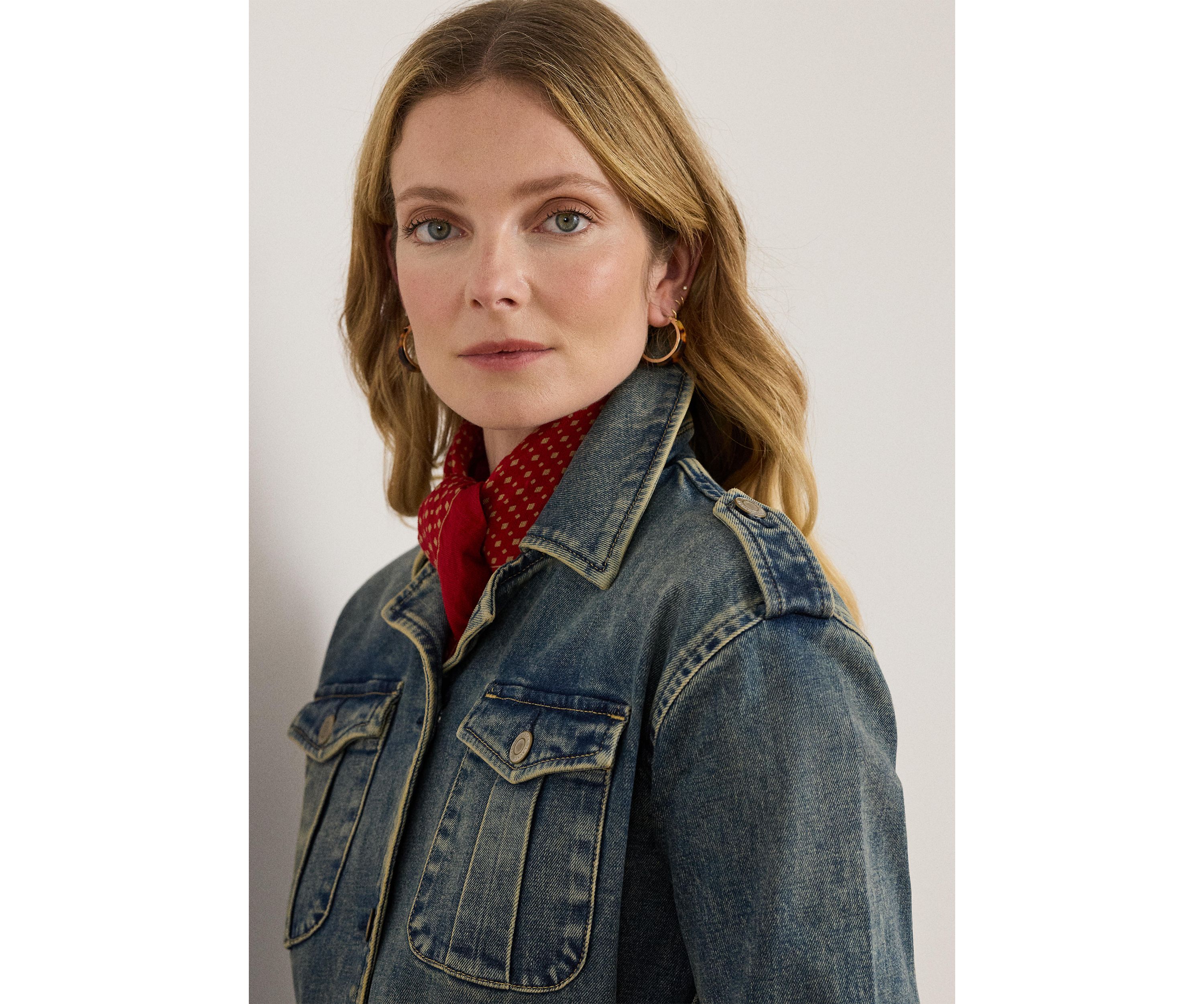 Womens Belted Denim Field Jacket