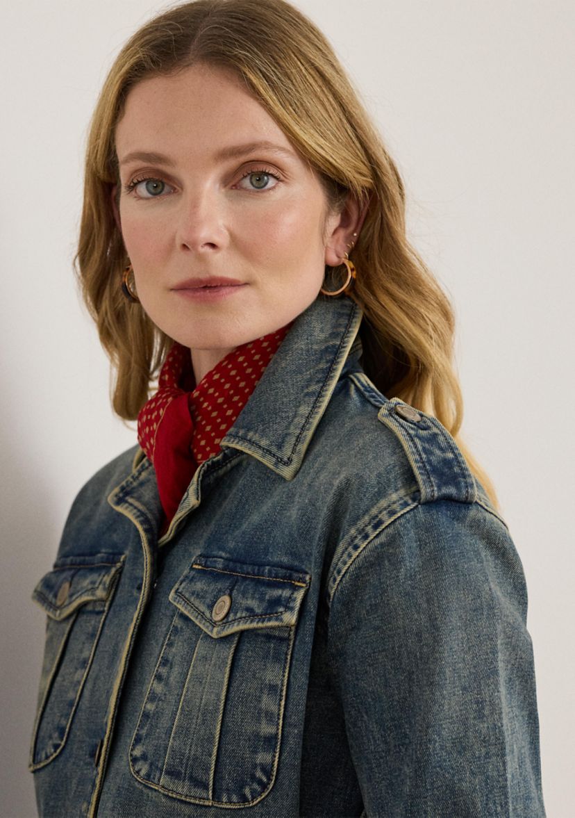 Womens Belted Denim Field Jacket