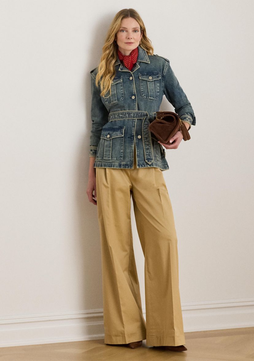 Womens Belted Denim Field Jacket