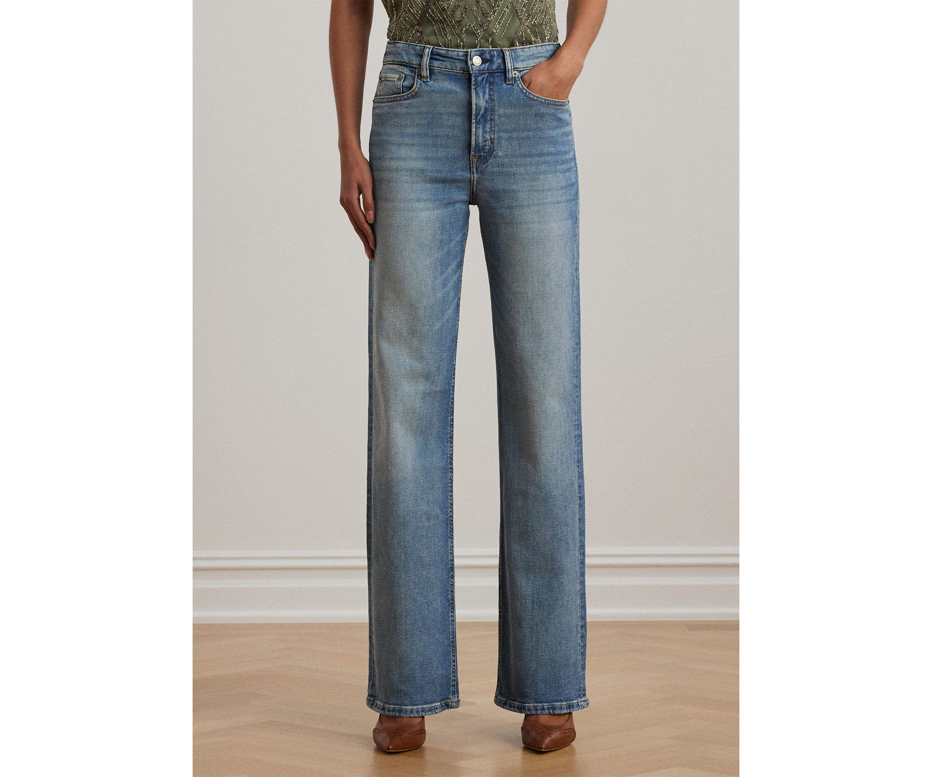 Womens High-Rise Wide-Leg Jeans