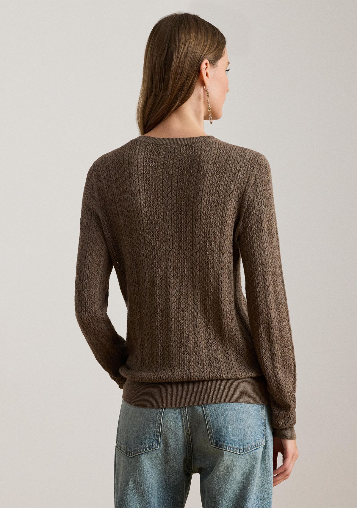 Womens Pointelle-Knit Cotton-Blend Sweater