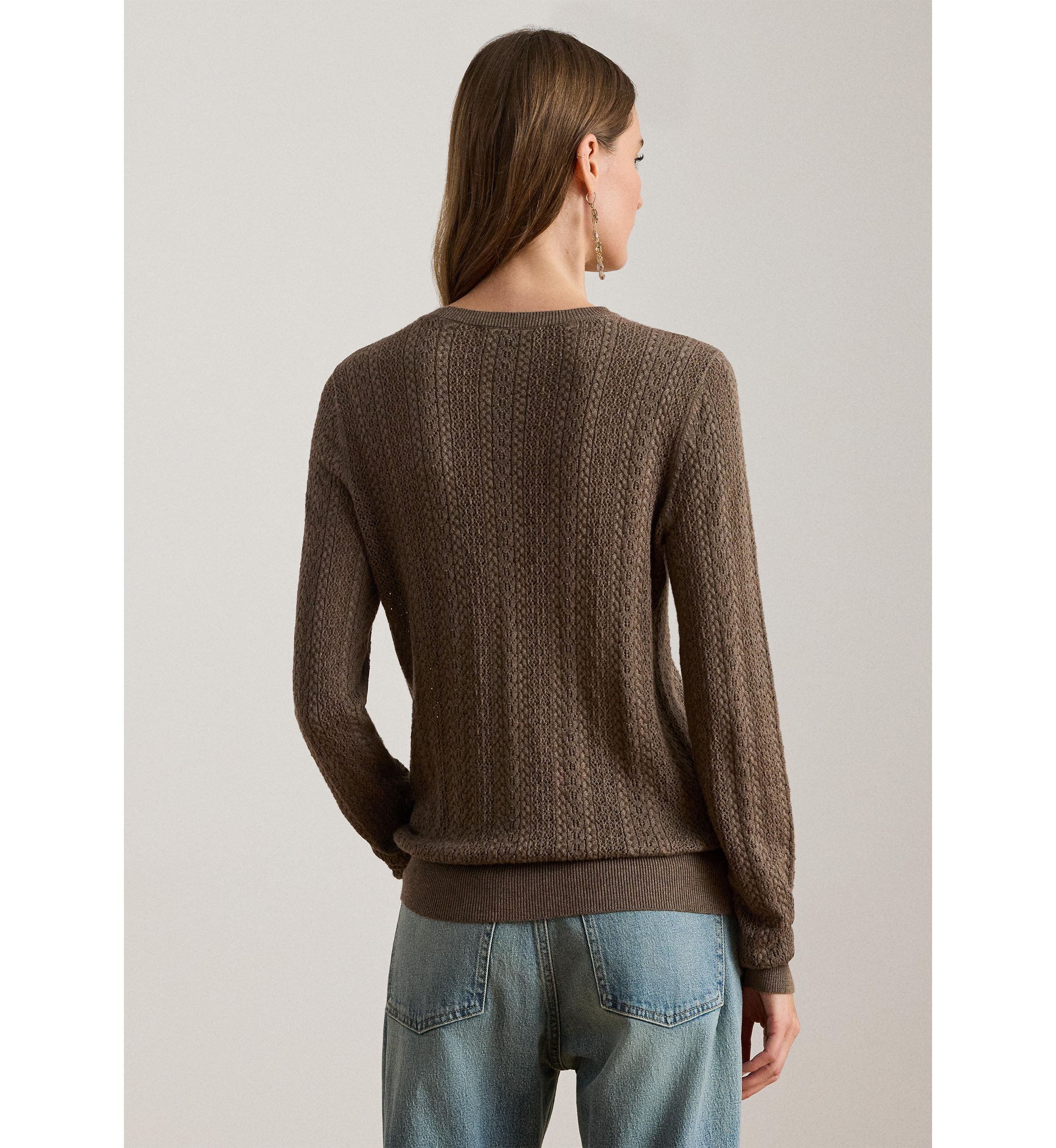 Womens Pointelle-Knit Cotton-Blend Sweater