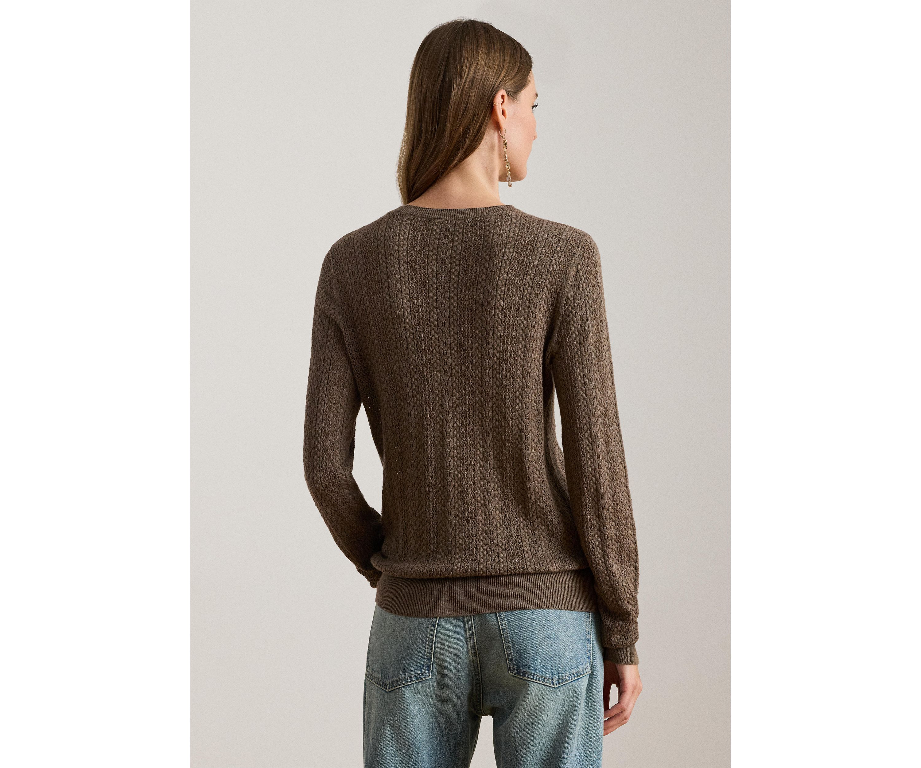 Womens Pointelle-Knit Cotton-Blend Sweater
