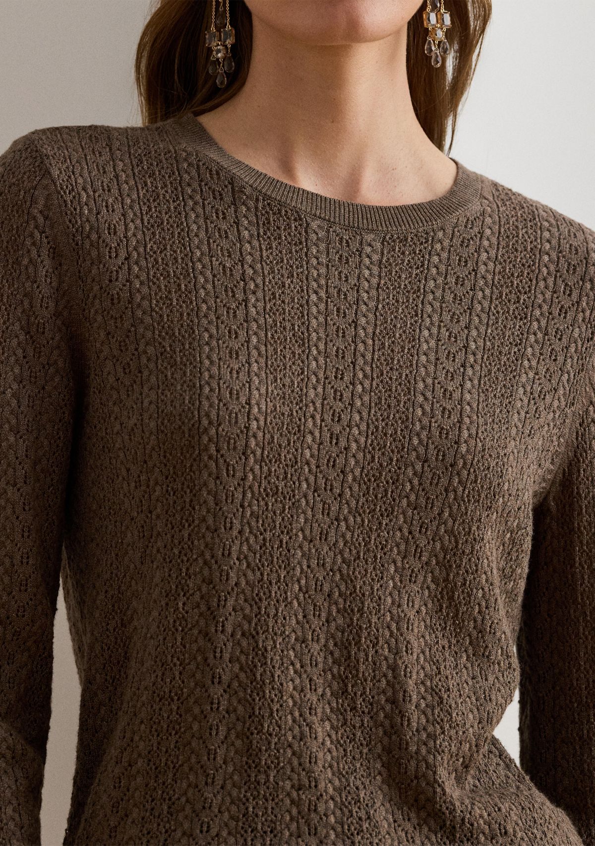 Womens Pointelle-Knit Cotton-Blend Sweater