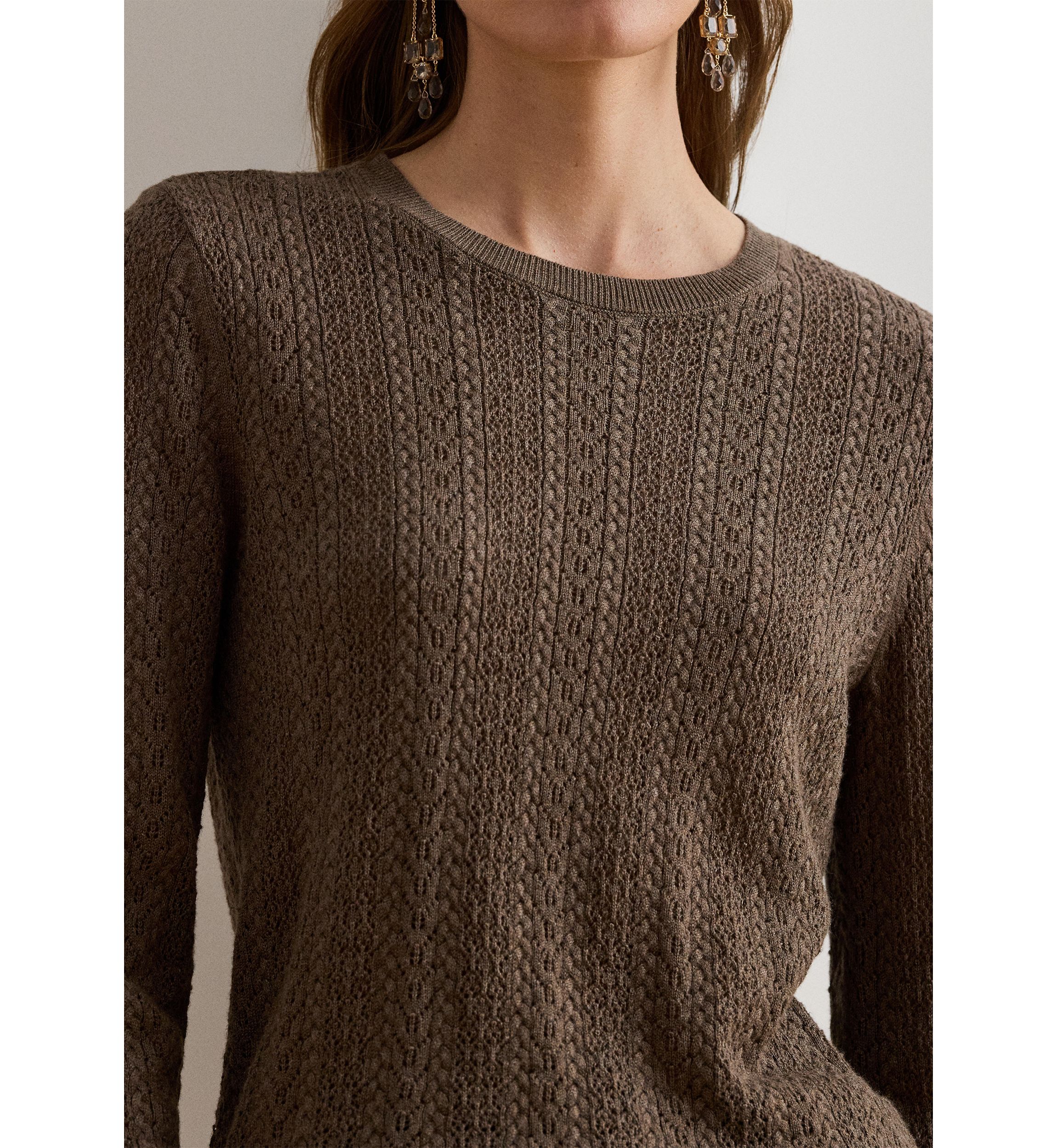 Womens Pointelle-Knit Cotton-Blend Sweater