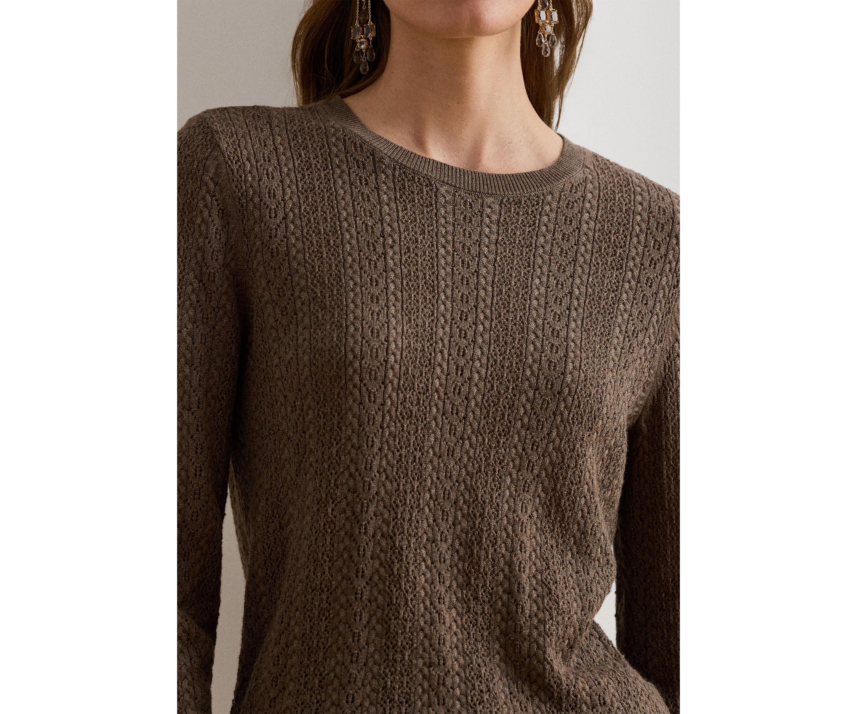 Womens Pointelle-Knit Cotton-Blend Sweater